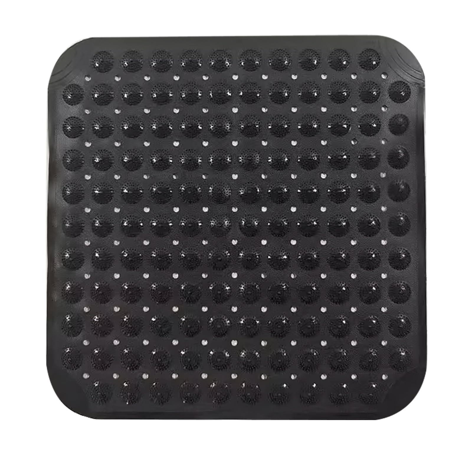 Shower mat, 48 x 48 cm Non Slip Square Bath Mat, Shower Mat Anti Slip, Non Slip mat With Suction Cups, Suction Cups Machine Washable Square, for Sauna, Shower Room, Drain Holes, Black