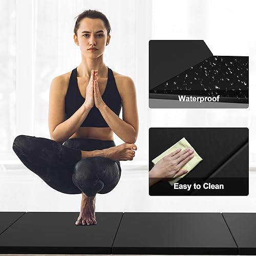 Miniatura 4 de Elevens Colchoneta de gimnasia para rodar de 10 x 4 x 2 pulgadas, gruesa y plegable para el hogar, colchoneta de gimnasio para entrenamiento en