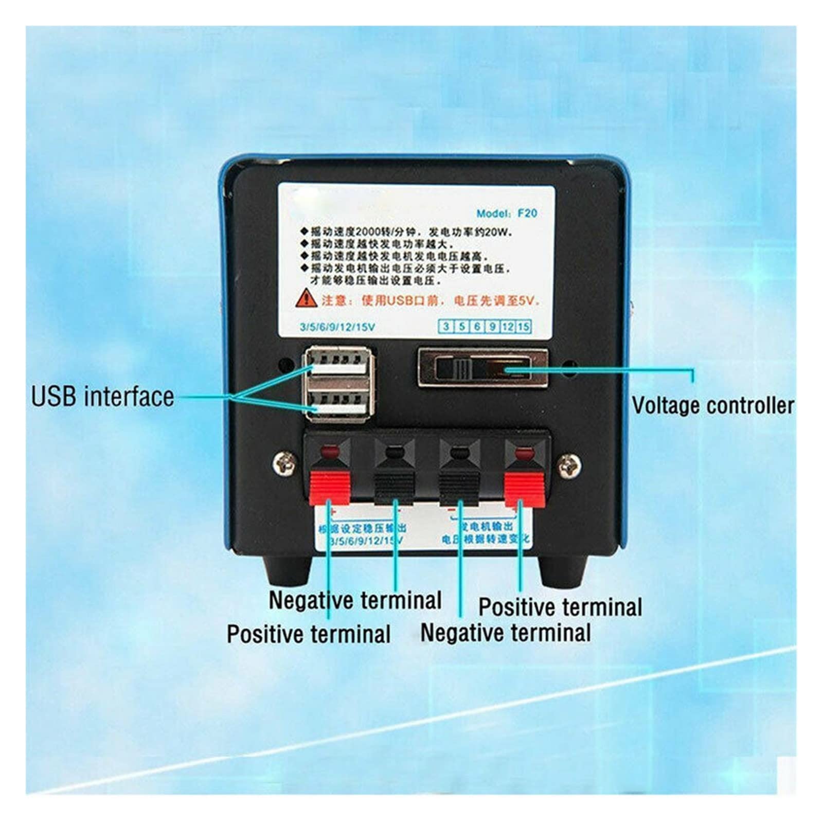 Przenośny ręczny generator korbowy o mocy 20 W Zasilanie awaryjne Elektryczna ładowarka USB Backpacking Camping Piesze wycieczki Zasilanie awaryjne