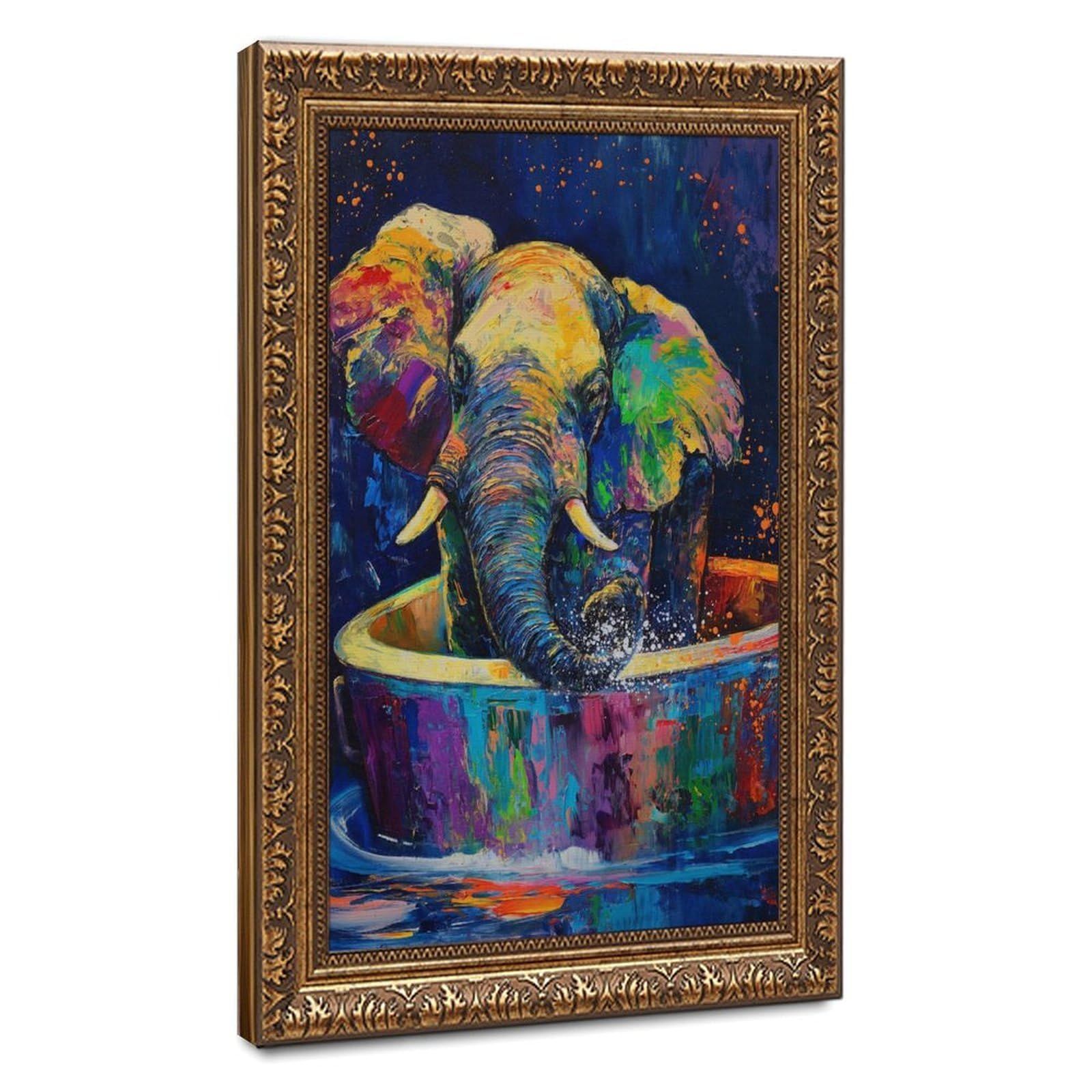 Bareronor Watercolour Elephant Poster Canvas Poster Bedroom Decor Landscape Office Room Decor Gift 24" L X 36" W