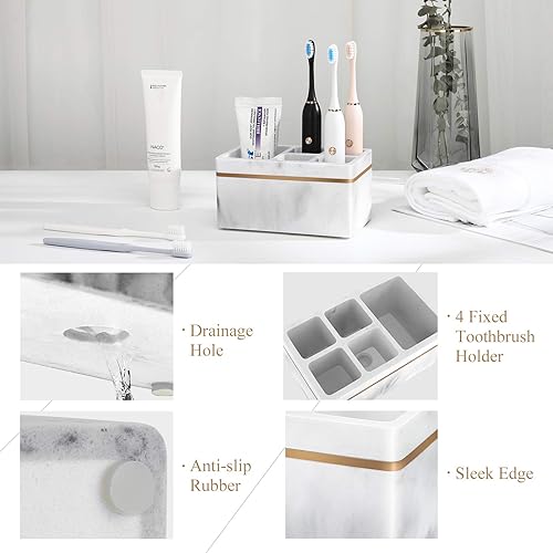 Miniatura 3 de Shinowa Soporte para cepillos de dientes de resina, 5 ranuras higiénico para cepillos de dientes, organizador de almacenamiento para cepillo de F