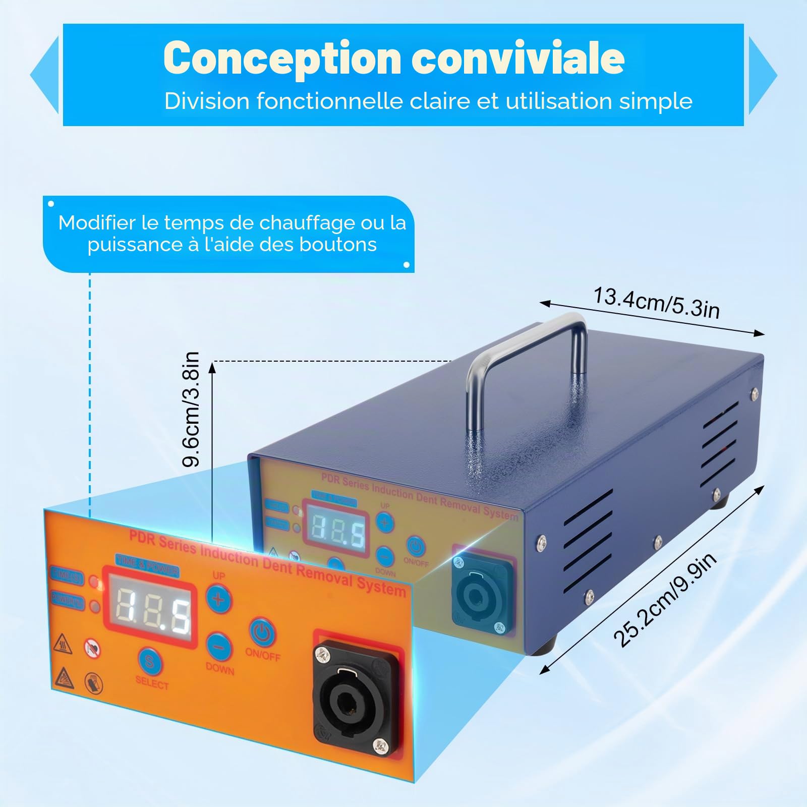 Ensemble de réparation de bosses pour voiture, appareil de chauffage à induction sans peinture de 1380W 220V, chauffe-boîte chauffé par machine, outil de réparation de bosses pour la maison