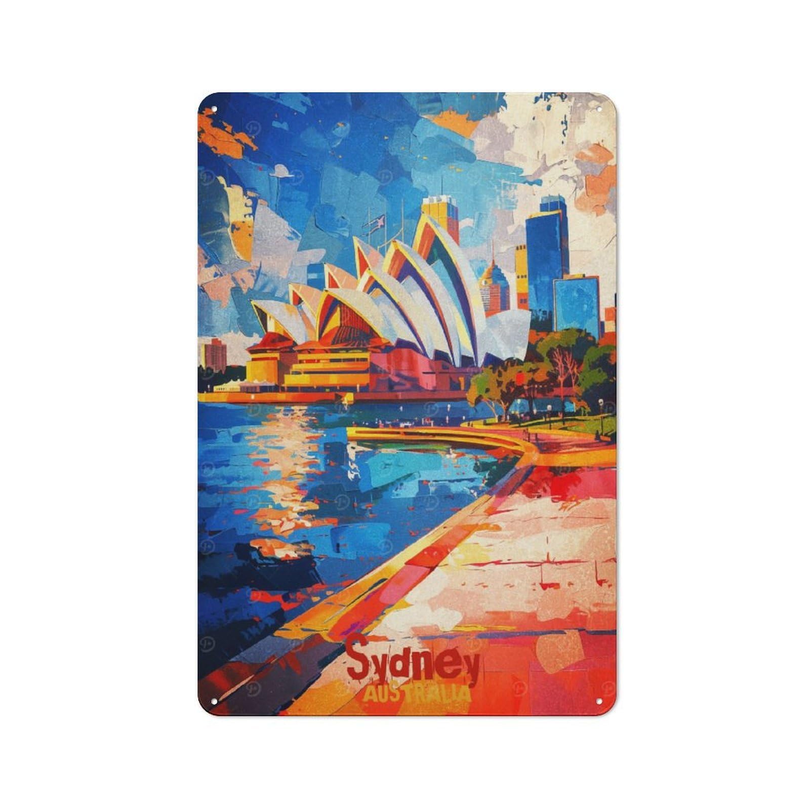 Retro Kitchen Metal Sign 30x20cm Featuring Sydney Art, Bistro Wall Plaque for Restaurant, Kitchen, Counter Or Breakfast Nook