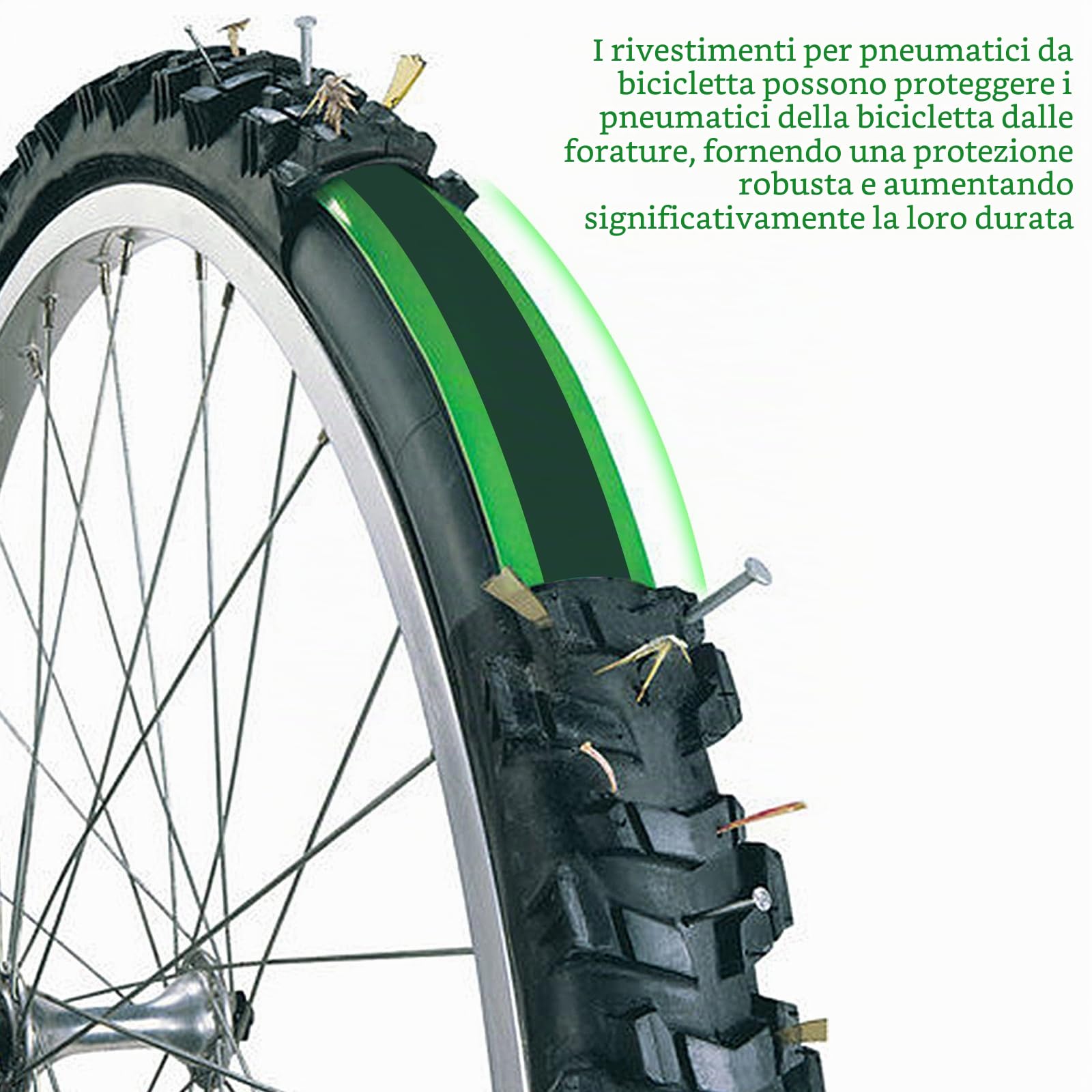 Fodera Pneumatici Bicicletta, 4 Pezzi Sottostrato Anti-Foratura Del Nastro per Mountain Bike, Rivestimento per Pneumatici Anti Foratura Compatibile con 26 29 Pollici 700c Per Bici da Corsa Mtb