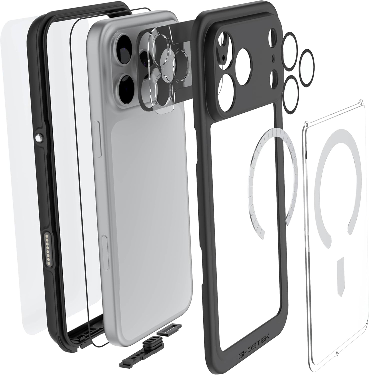 Ghostek Nautical Slim Apple iPhone 17 Pro Max Case Waterproof - Built-in Screen and Camera Lens Protector, Compatible with MagSafe Accessories Designed for iPhone17 ProMax (6.9", Clear)