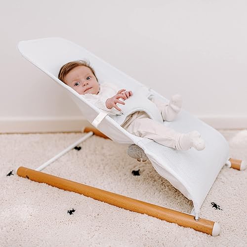 Miniatura 8 de Childhome Evolux - Bouncer, tumbona portátil para bebé con madera de haya natural, silla de bebé ligera, malla transpirable que se adapta al cuerpo