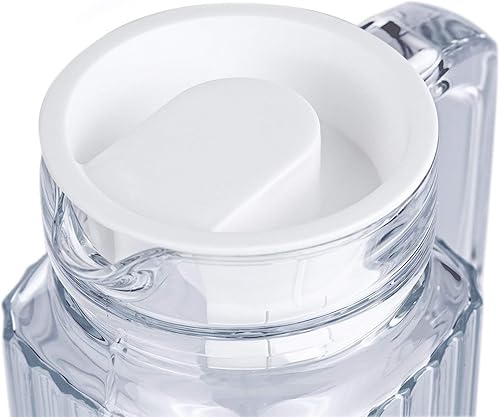 Miniatura 4 de Glass Ware - Jarra acanalada con tapa y asa, hasta 60 oz.Cada uno elegante y elegante, para leche, té helado, jugos, agua, etc. 1.8 L. (tapa es