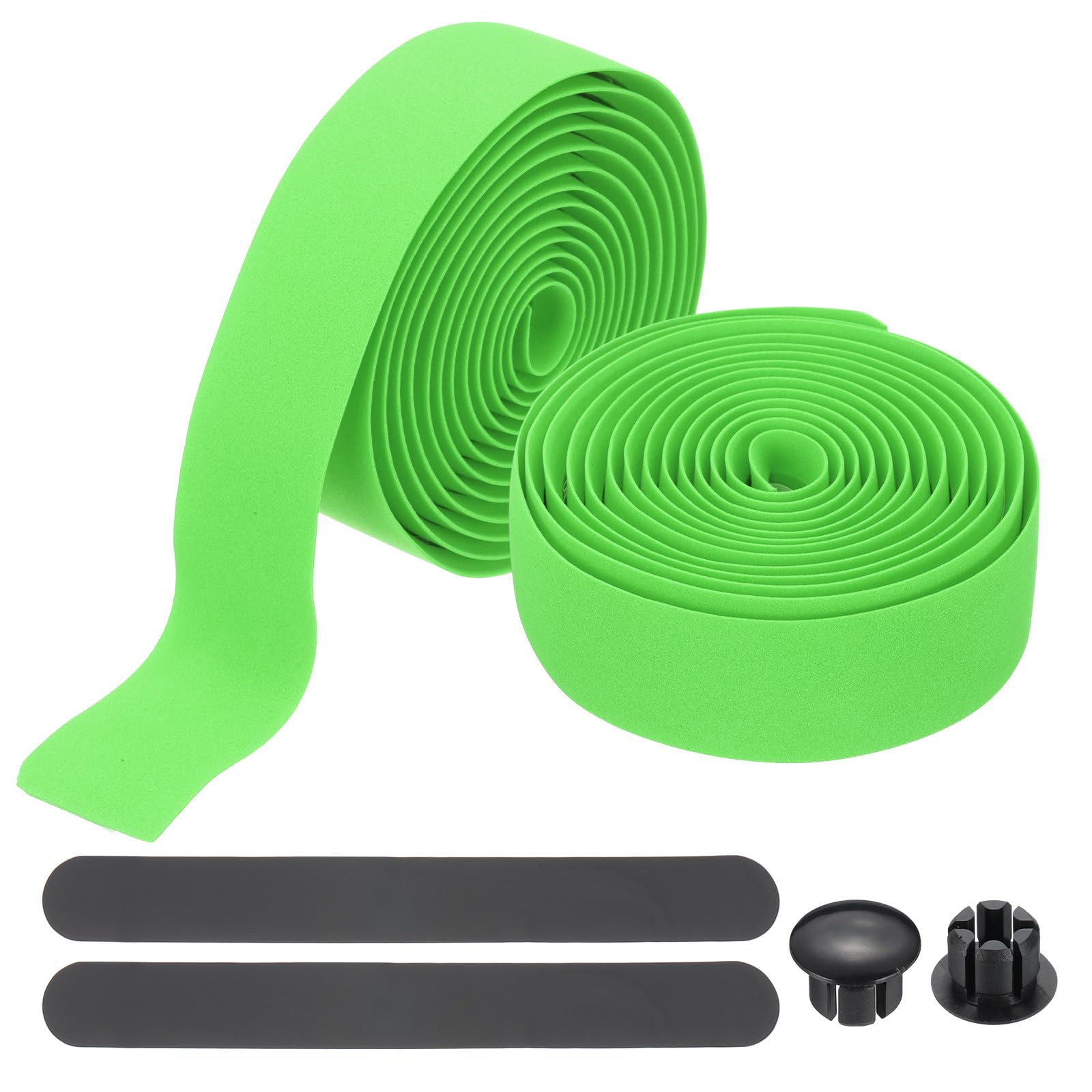 PATIKIL Bike Handlebar Tape, 2 Rolls 6.6 Feet Bike Grip Tape High-Elasticity EVA Foam Cycling Handle Wraps Comfortable Non-Slip Shock Bicycle Wrap with End Plugs for Road Bike, Green
