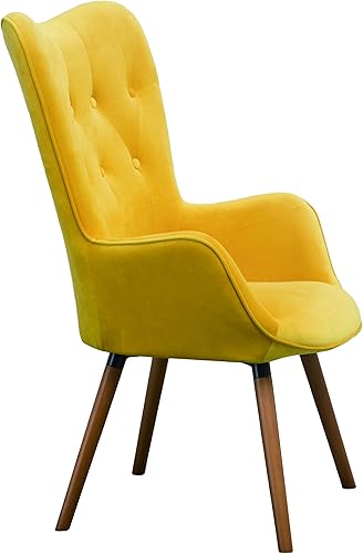 Miniatura 8 de Roundhill Furniture - Silla decorativa doarnin contemporánea de terciopelo sedoso con respaldo de botones, Tela, Amarillo