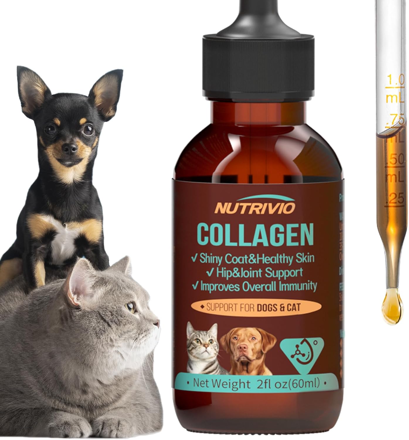Liquid Collagen for Cats Dogs, MSM, Biotin,...