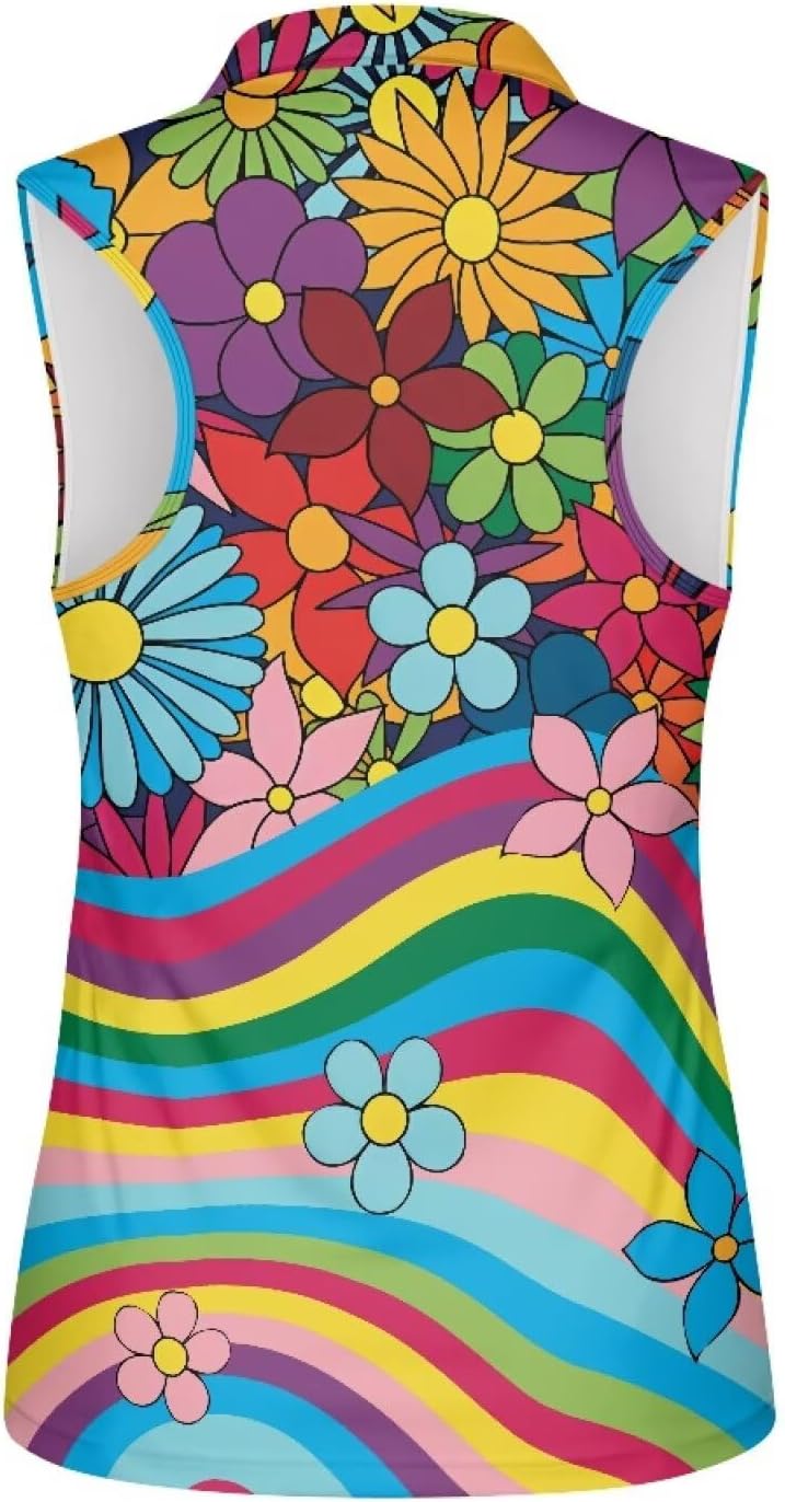 POLERO Athletic Shirts Women Sleeveless Golf Shirts Collared Racerback Tennis Workout Tank Tops