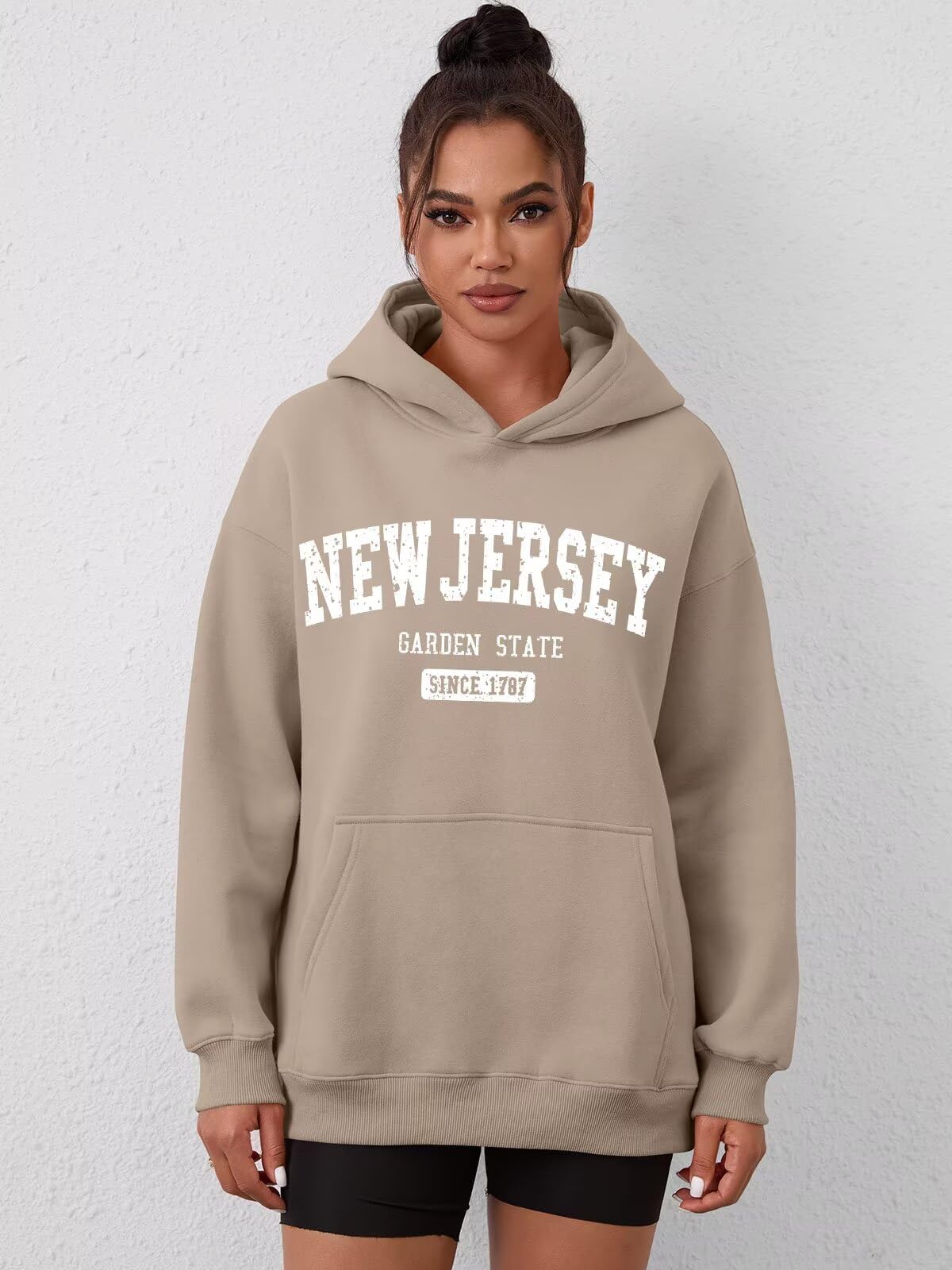 ORANDESIGNE Sudadera de forro polar con capucha de gran tamaño para mujer, con estampado de letras, de manga larga, con bolsillo 2025