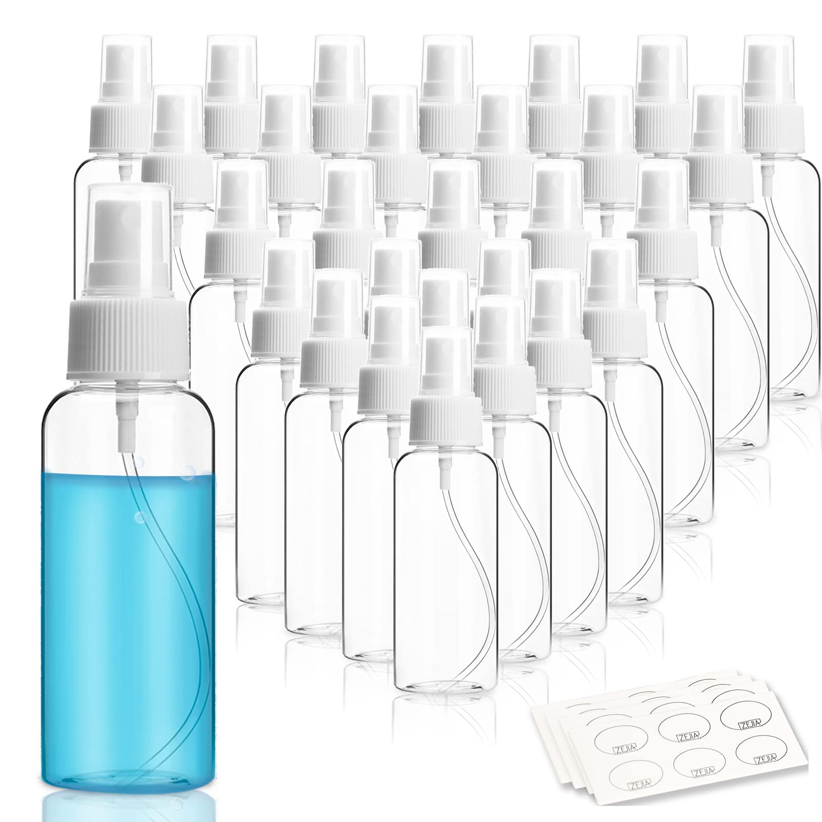Refillable Plastic Travel Spray Bottles with Labels