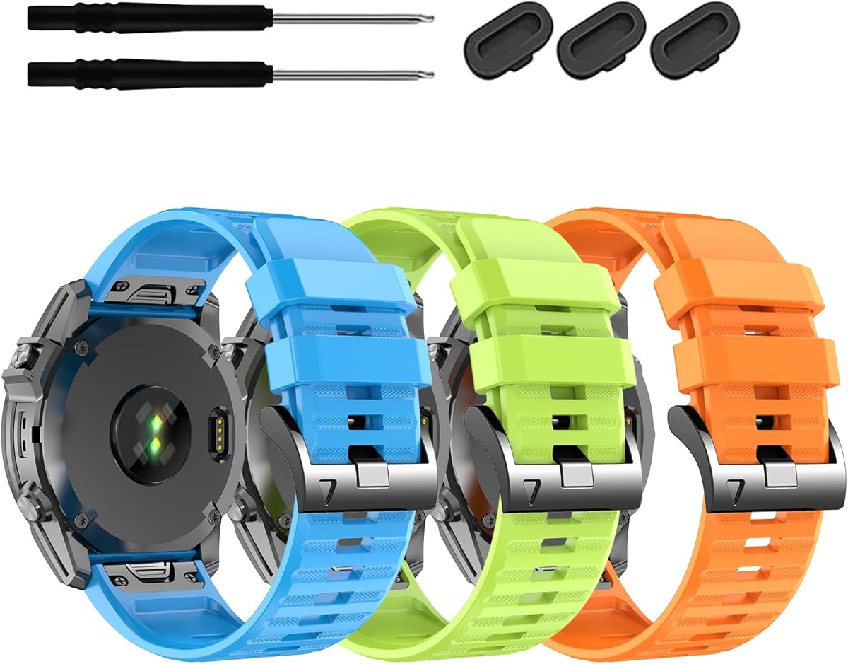 Silicone Band for Garmin Enduro 3 2/Fenix 8 pro/tactix 8 AMOLED 51mm/Fenix 7X/6X pro sapphire solar/5X plus, 26mm Quickfit Sprot Watch Strap Replacement for Descent Mk2i/3i/epix Pro/quatix 8 51mm