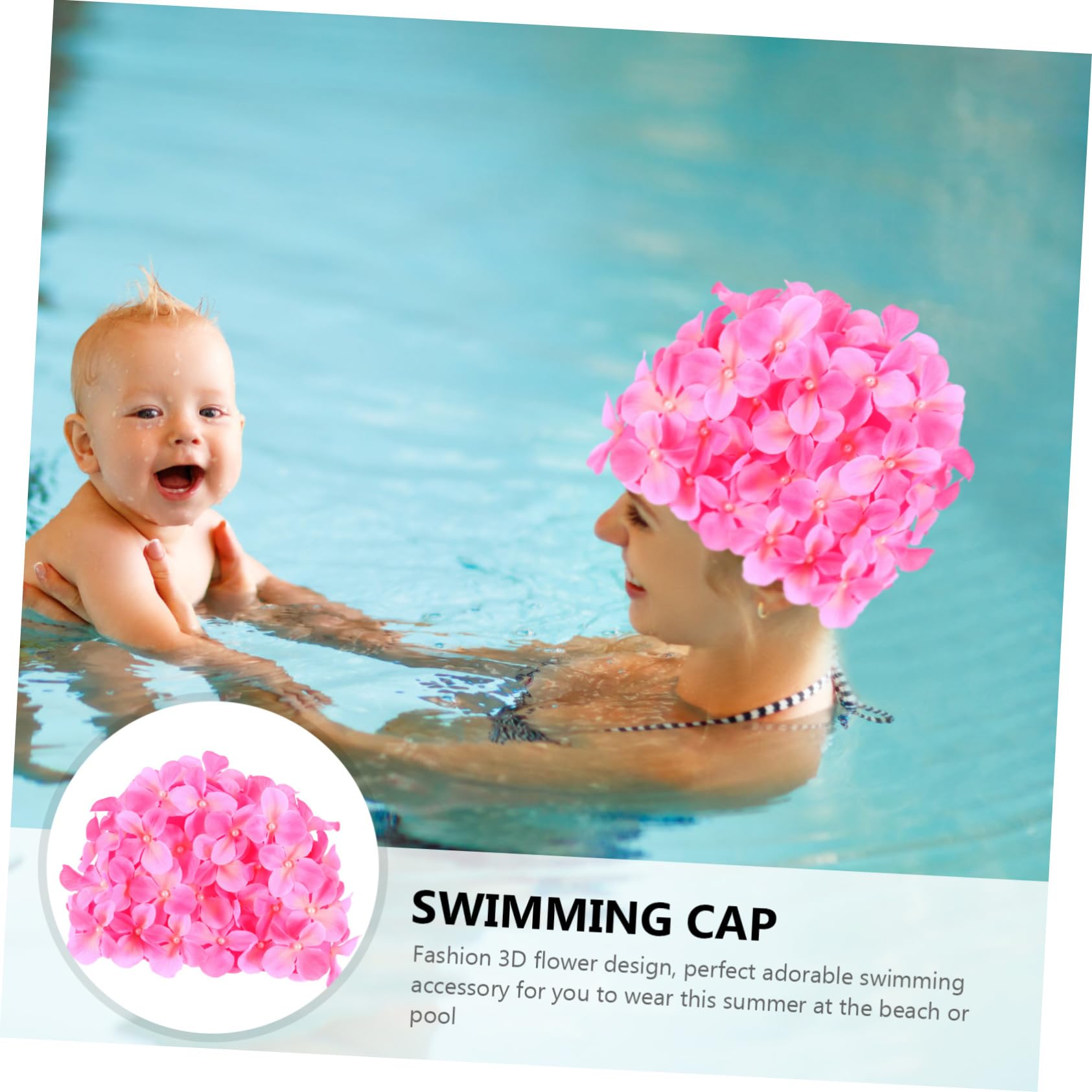 BESPORTBLE 10 Pièces Bonnet De Bain Fleur Fait Main Bonnet De Bain Hawaïen Fleuri Rétro Design r d Chapeau De r De Natation Femmes Tissu en Nylon Rose