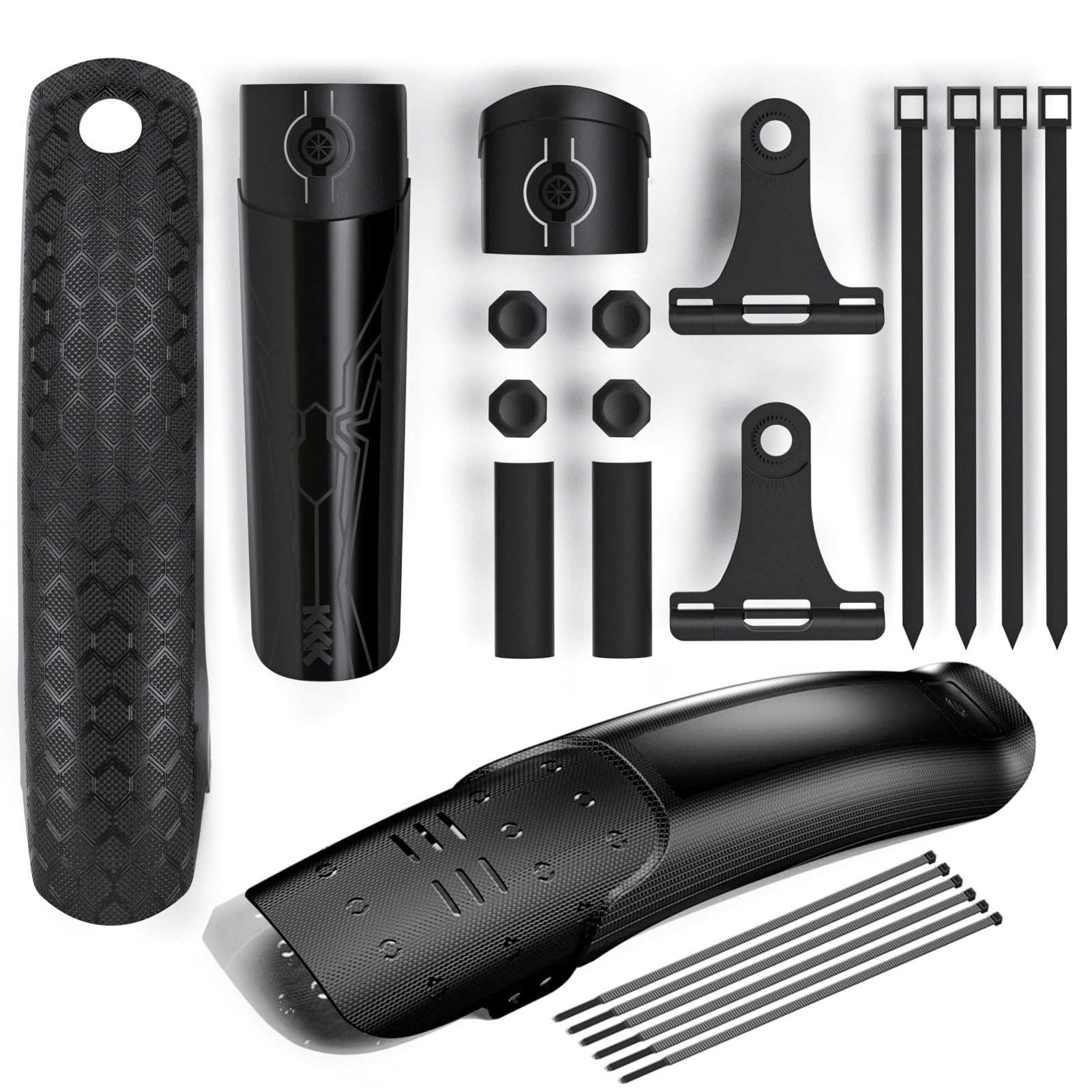 SOUUXIU Adjustable Quick-release Mountain Bike Fenders for 26/27.5/29 Inch Tire, Premium Plastic Mudguards with Lock Buckles and Scale Adjustment, Lightweight Front and (Combo Pack)