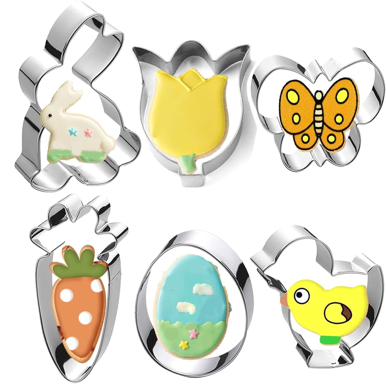 Set 9 Emporte-Pièces Pâques Acier Inoxydable - Lapin, Œuf, Carotte, Poussin - Pour Biscuits Et Déco