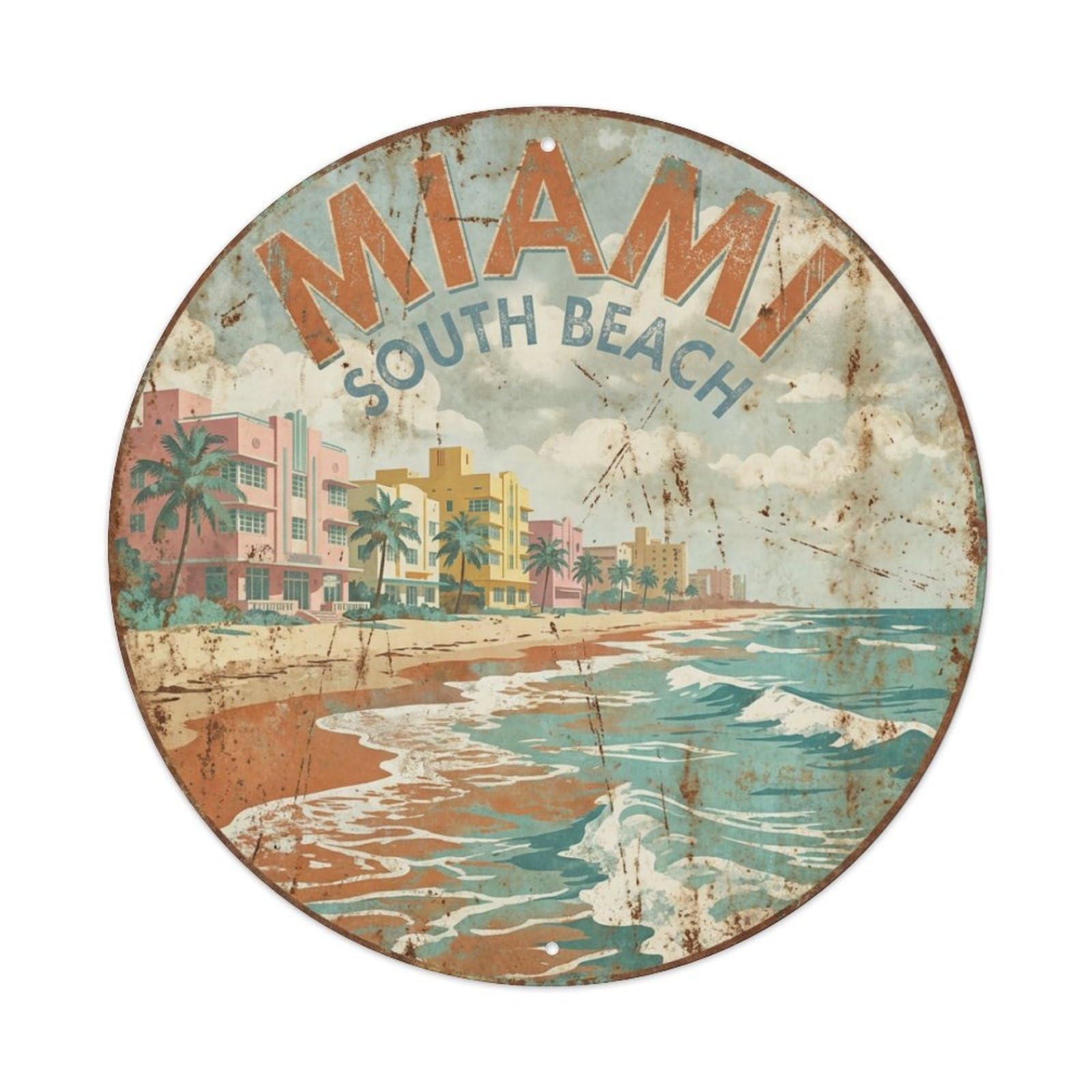 Galvaxio Style Usa Vintage Travel Miami Metal Tin Sign