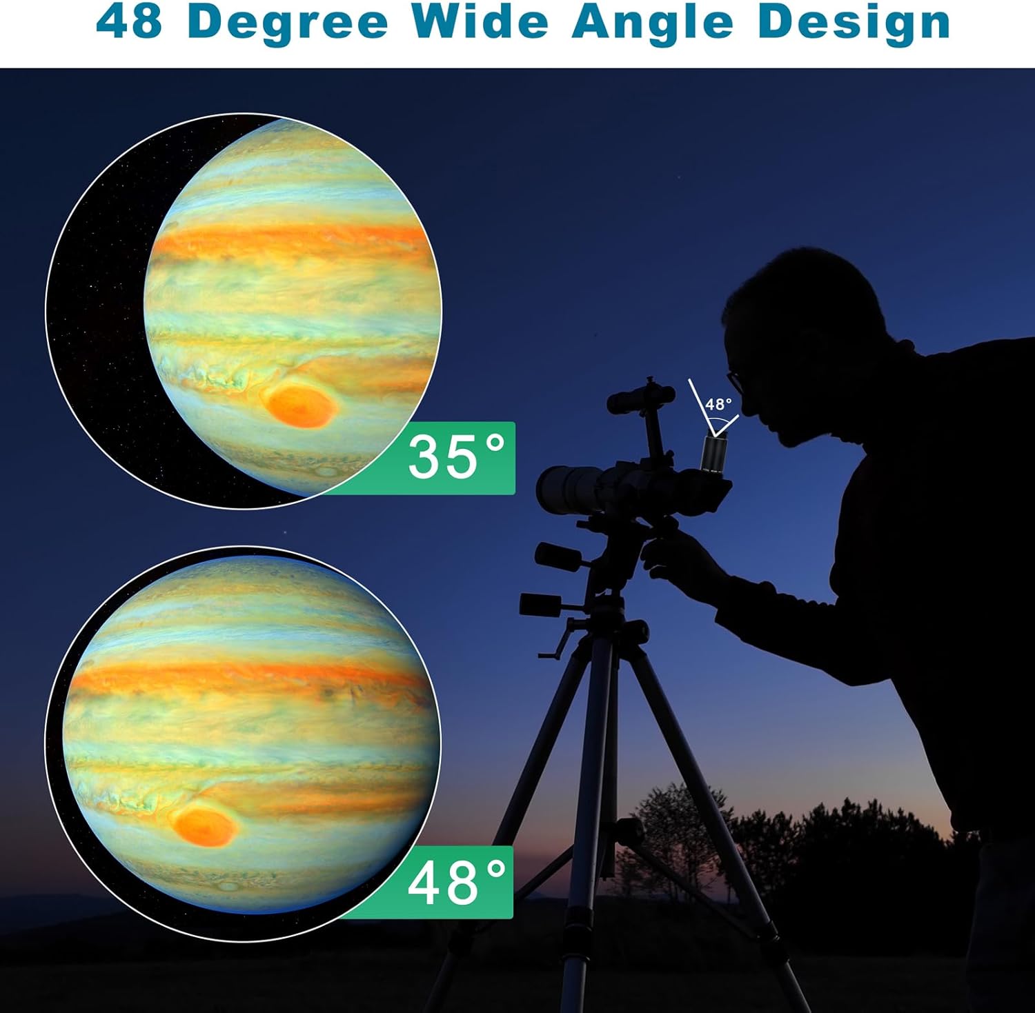 Telescope Eyepiece 40mm 1.25 inches Plossl Lens Fully Multi Green Coated Metal 48 Degree Apparent Field 4 Element Telescope Accessory for Astronomy Telescope
