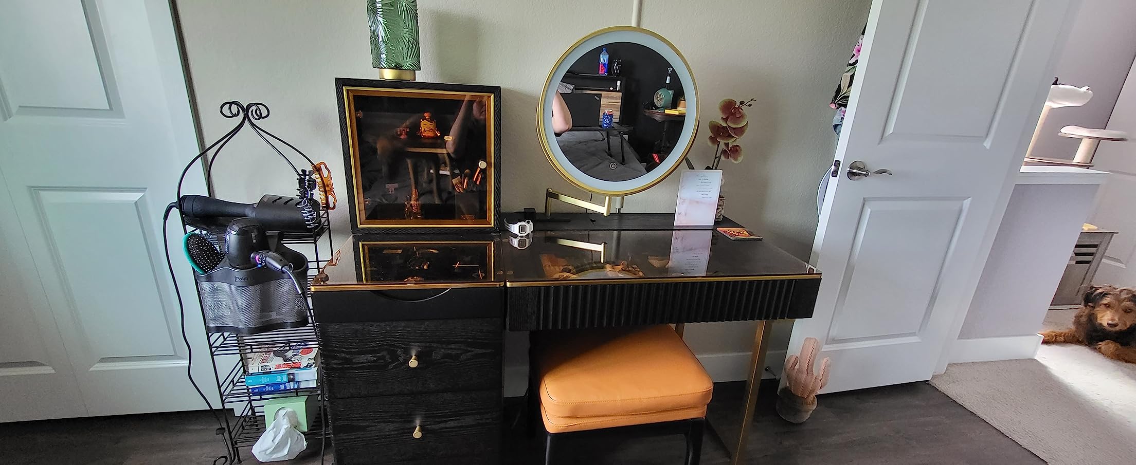34/mo Finance POVISON Makeup Vanity Desk with Mirror and Lights