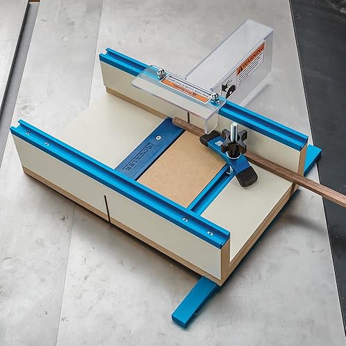 Miniatura 3 de Sierra de mesa Trineo de corte transversal de piezas pequeñas  El kit de trineo de sierra de mesa incluye protector de cuchilla, tope de pista de