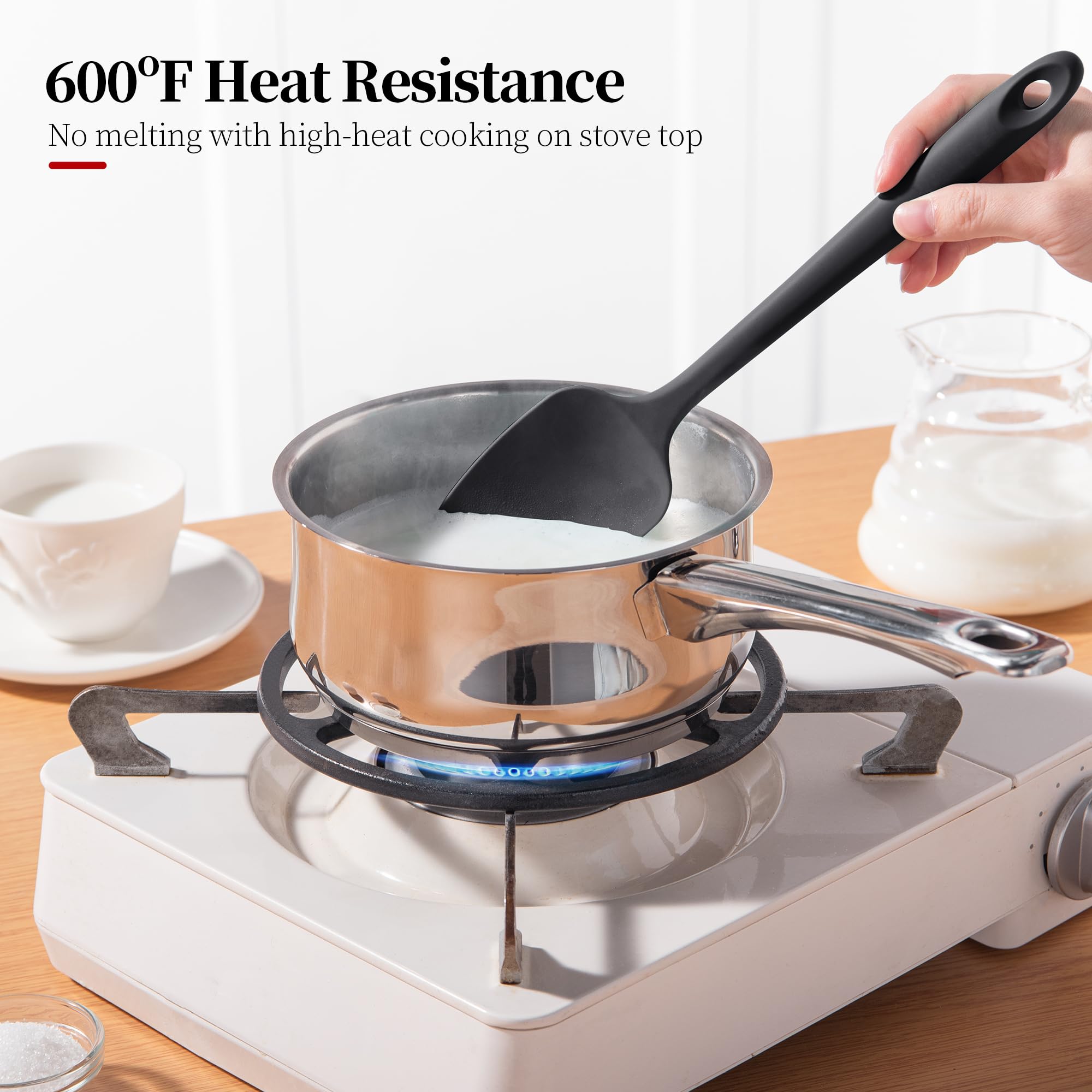 Set di 4 spatole in silicone resistente al calore, 600ºF, raschietto da forno ad alta temperatura, antiaderente, senza BPA, per miscelare, piegare e raschiare senza soluzione di continuità,