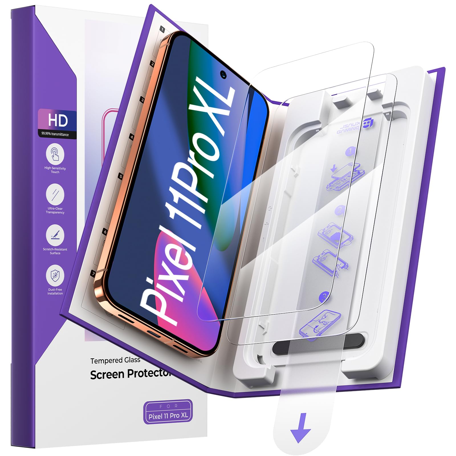2 Pack Screen Protector Compatible with Google Pixel 11 Pro XL