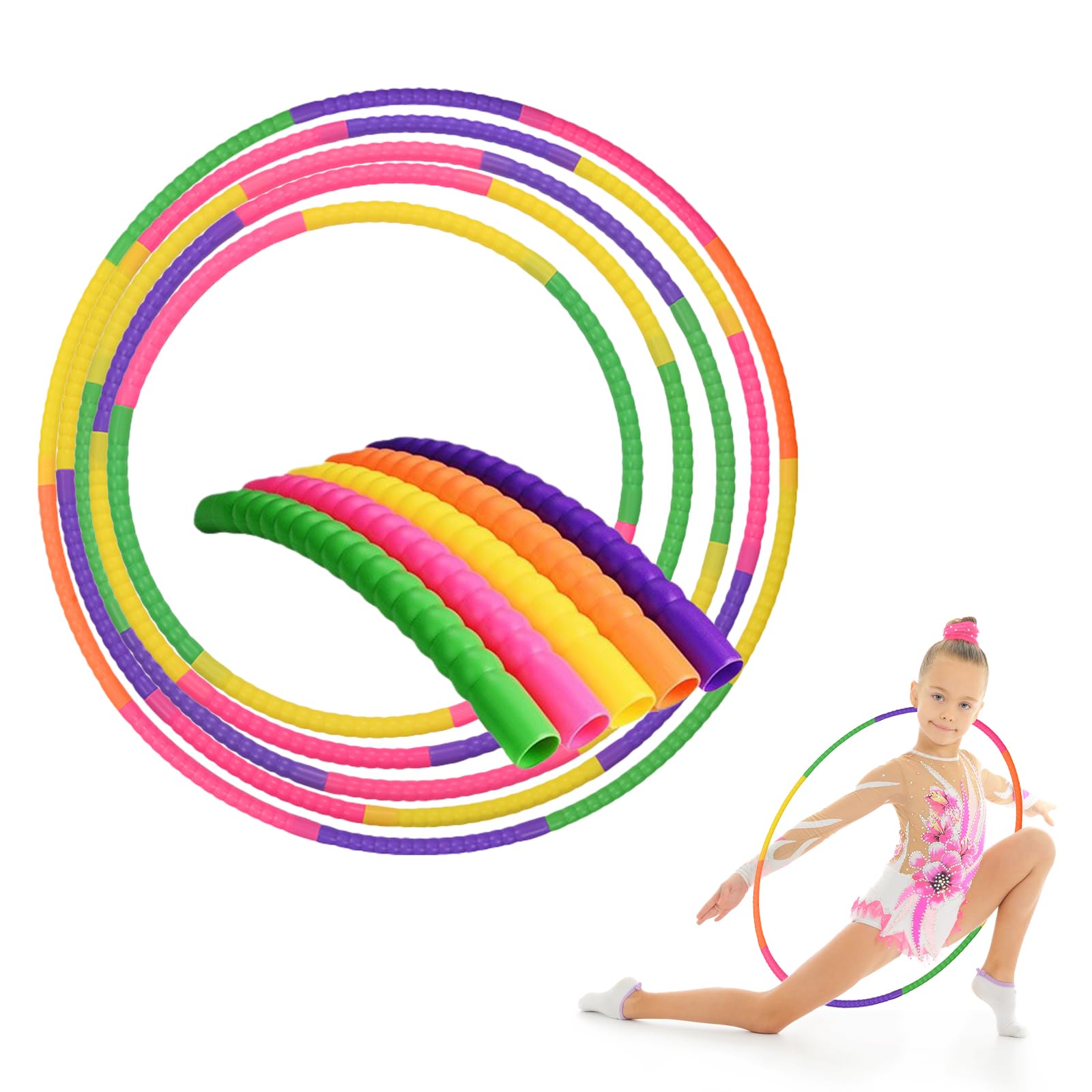 Cerceau Hula Hoop Enfant Démontable – 9 Segments, Taille Réglable, Léger, Coloré – Pour Danse, Fitness Et Jeux