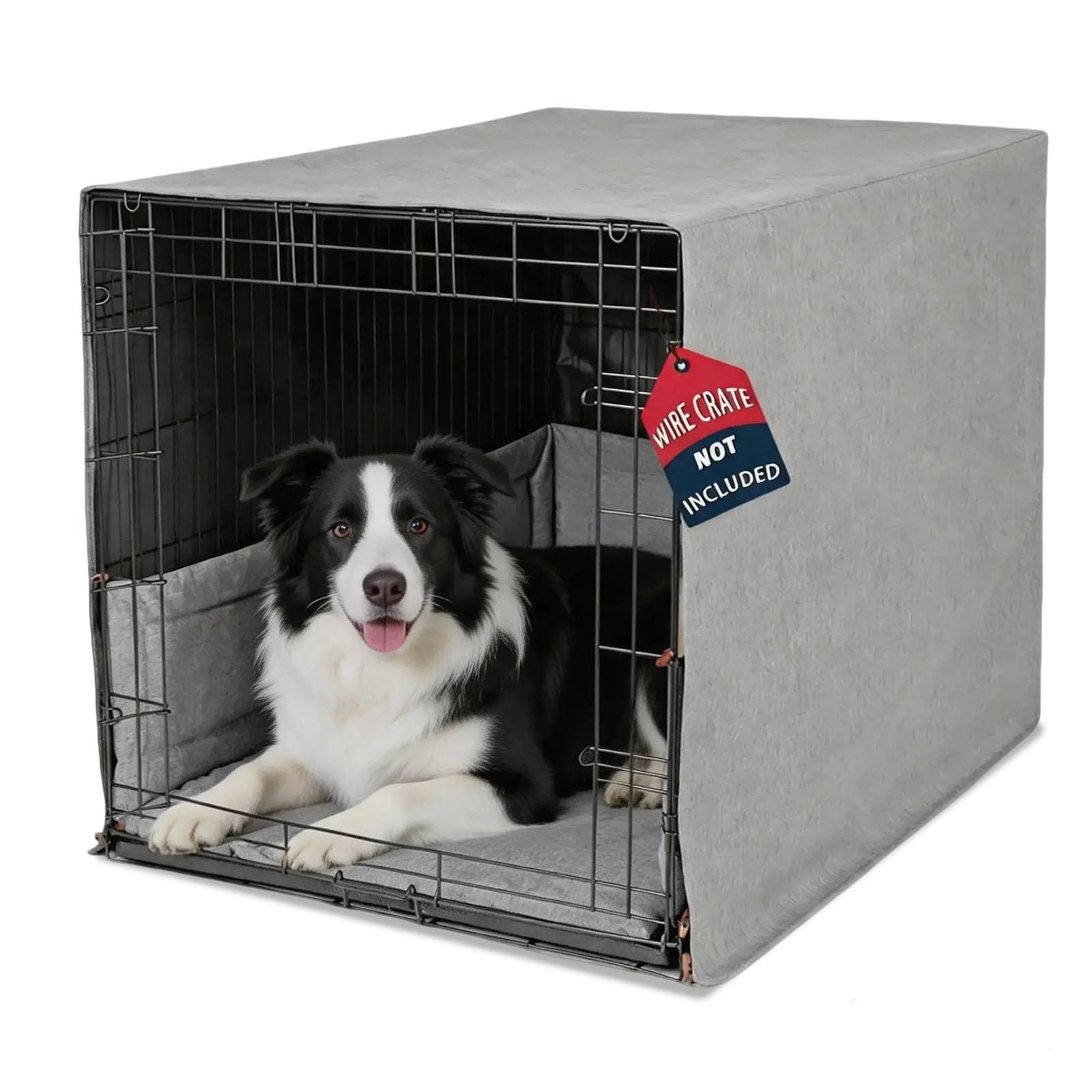 Calming Dog Crate Cover for 36" Wire Crate – 3-Piece Set with Mat & Bumper Pad,Breathable & Blocks Light,Heavy Duty Waterproof Oxford,Machine Washable for Apartment,Travel,Nighttime Anxiety,Gray