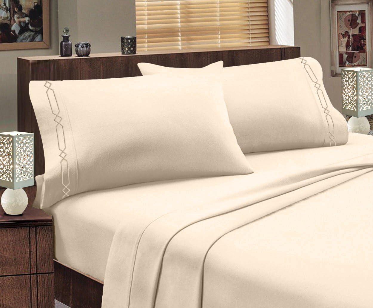 Hotel Luxurious, 1800 Series Super Soft Embroidery 3 PC Sheet Set (Twin White)