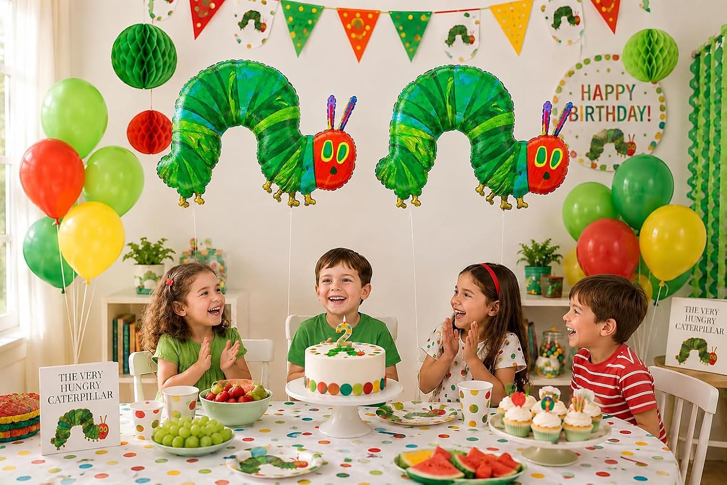 The Very Hungry Caterpillar Eric Carle Jumbo 36" Foil Balloons, Set of 2 image 2