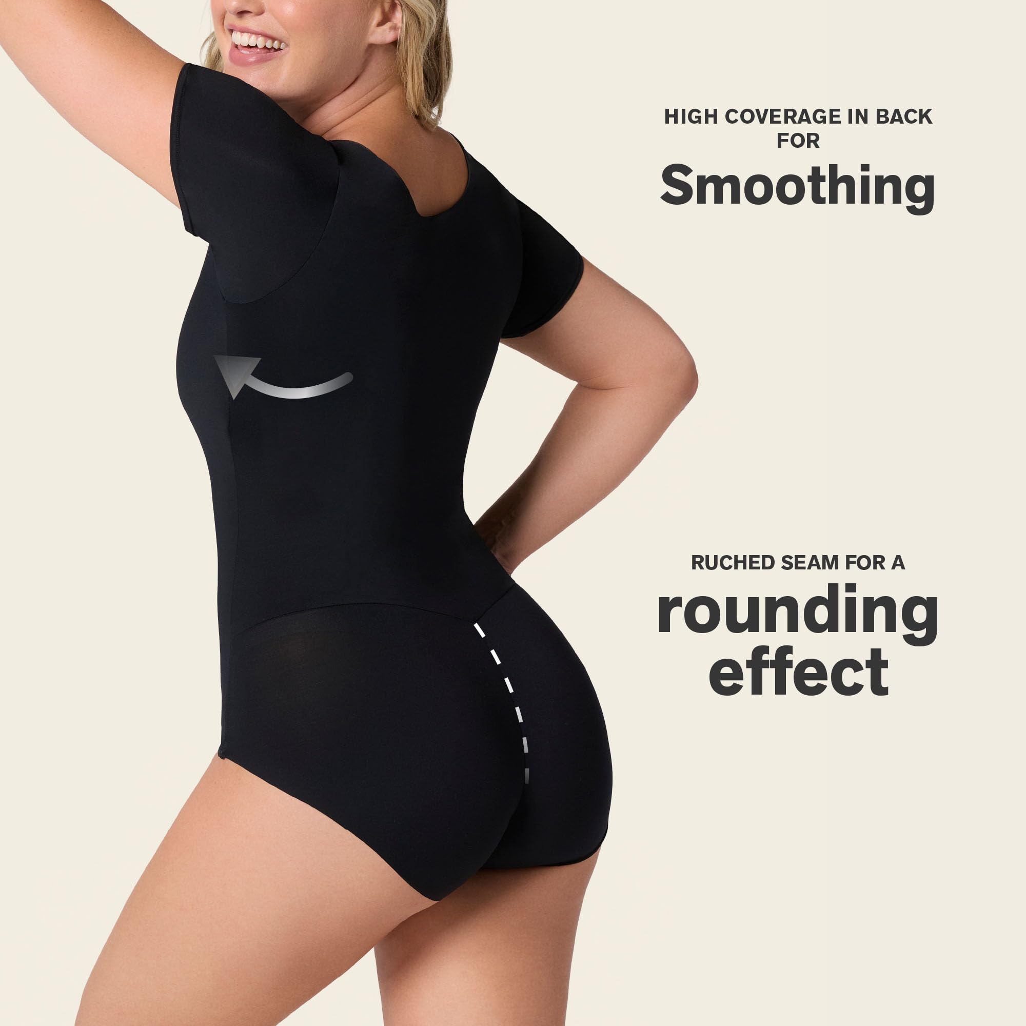 Leonisa Essential Boldly - Body moldeador de manga corta para mujer, cuello redondo