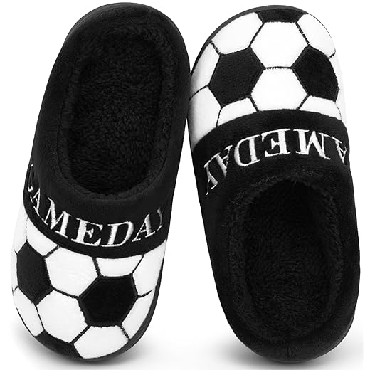 INMINPIN Kids Girls Boys Ball Sports Slippers Soft Curly House Shoes Memory Foam Non-Slip Indoor Outdoor Slippers for Sports Fan