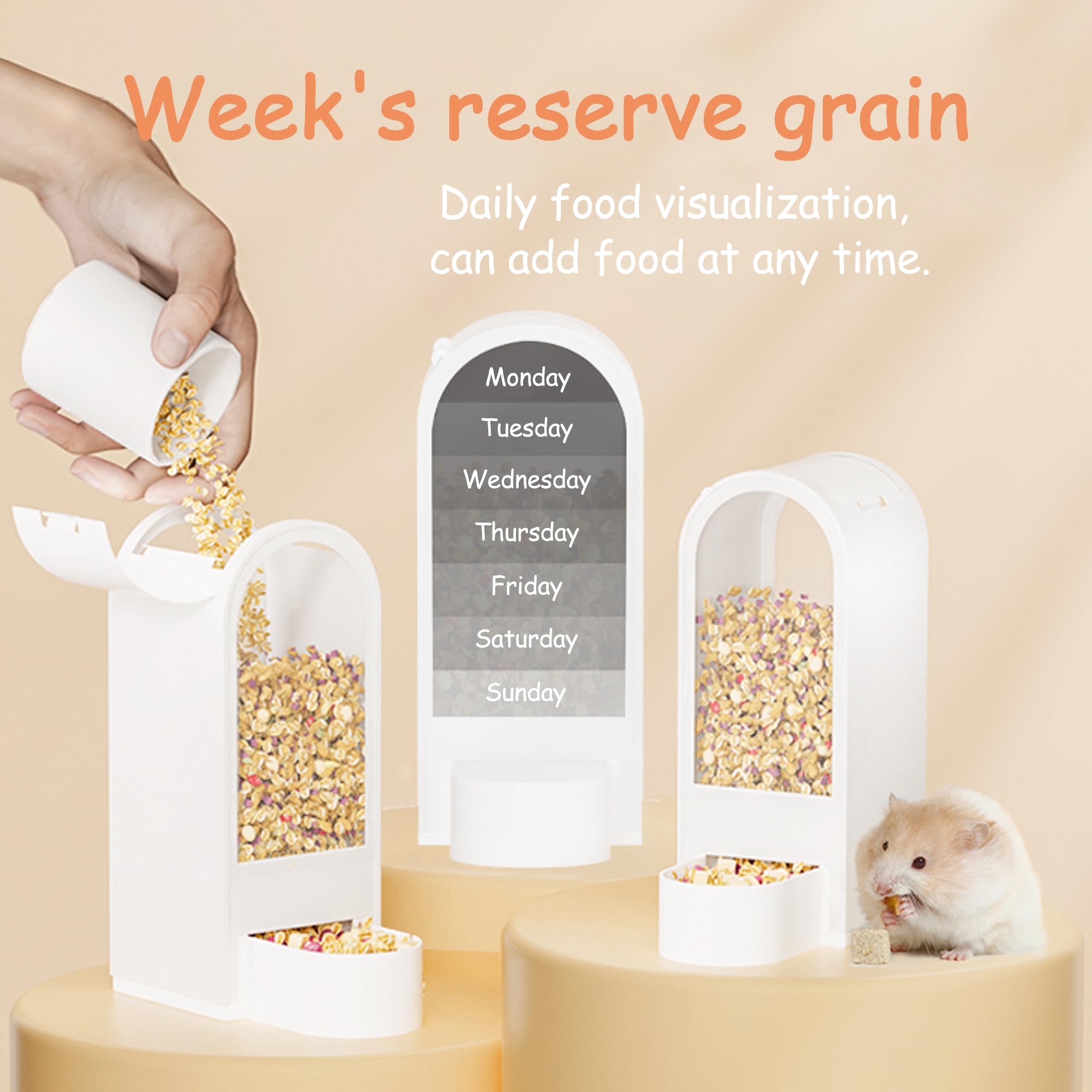 Hamsters Feeder Small Animals Automatic Dispenser Acrylic Clear Pet Feeding Device for Dwarf Hamster