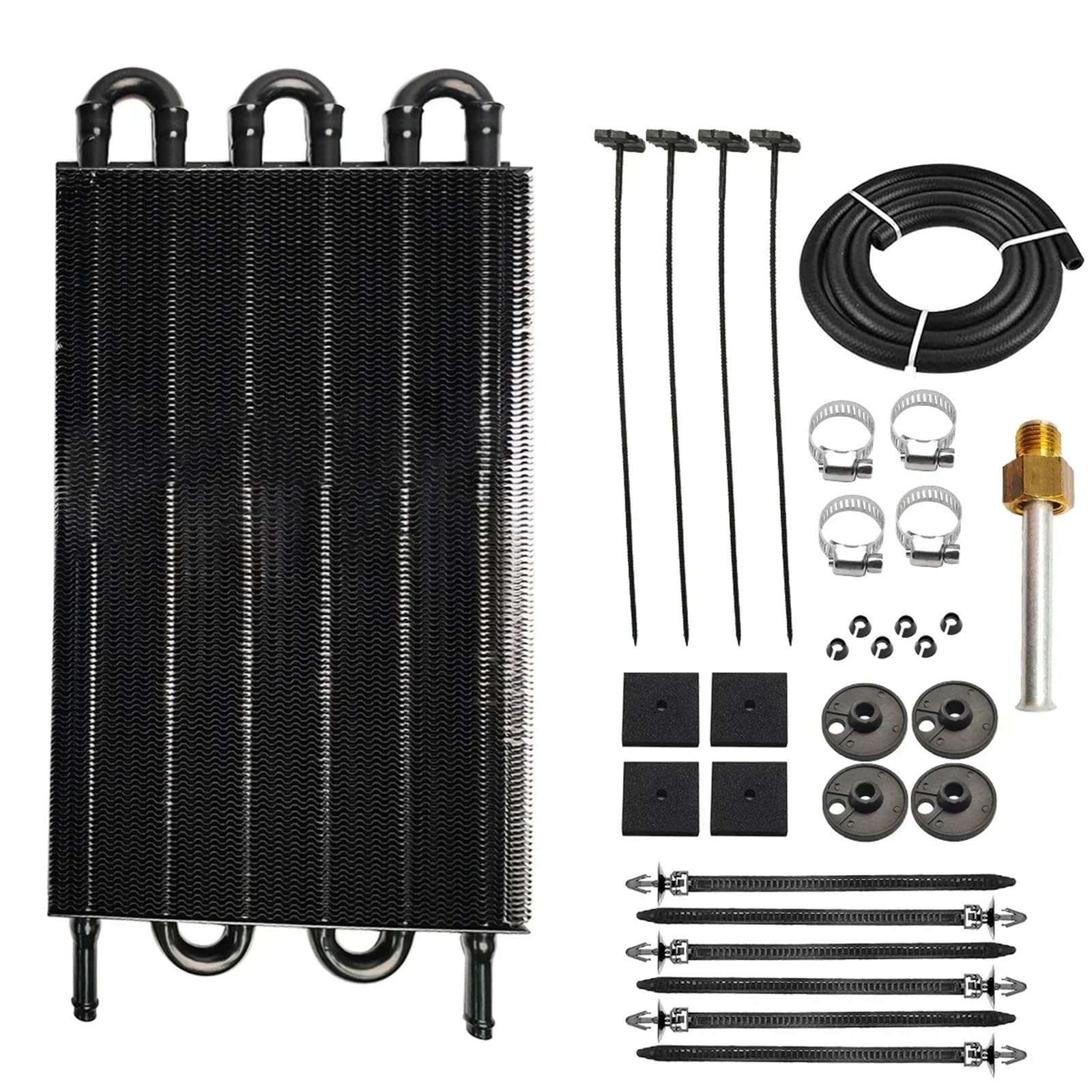 8-rzędowa 6-rzędowa 4-rzędowa Aluminiowa Chłodnica Oleju Do Zdalnej Skrzyni Biegów Zestaw Ręcznego Konwertera Chłodnicy(6 Row Black)