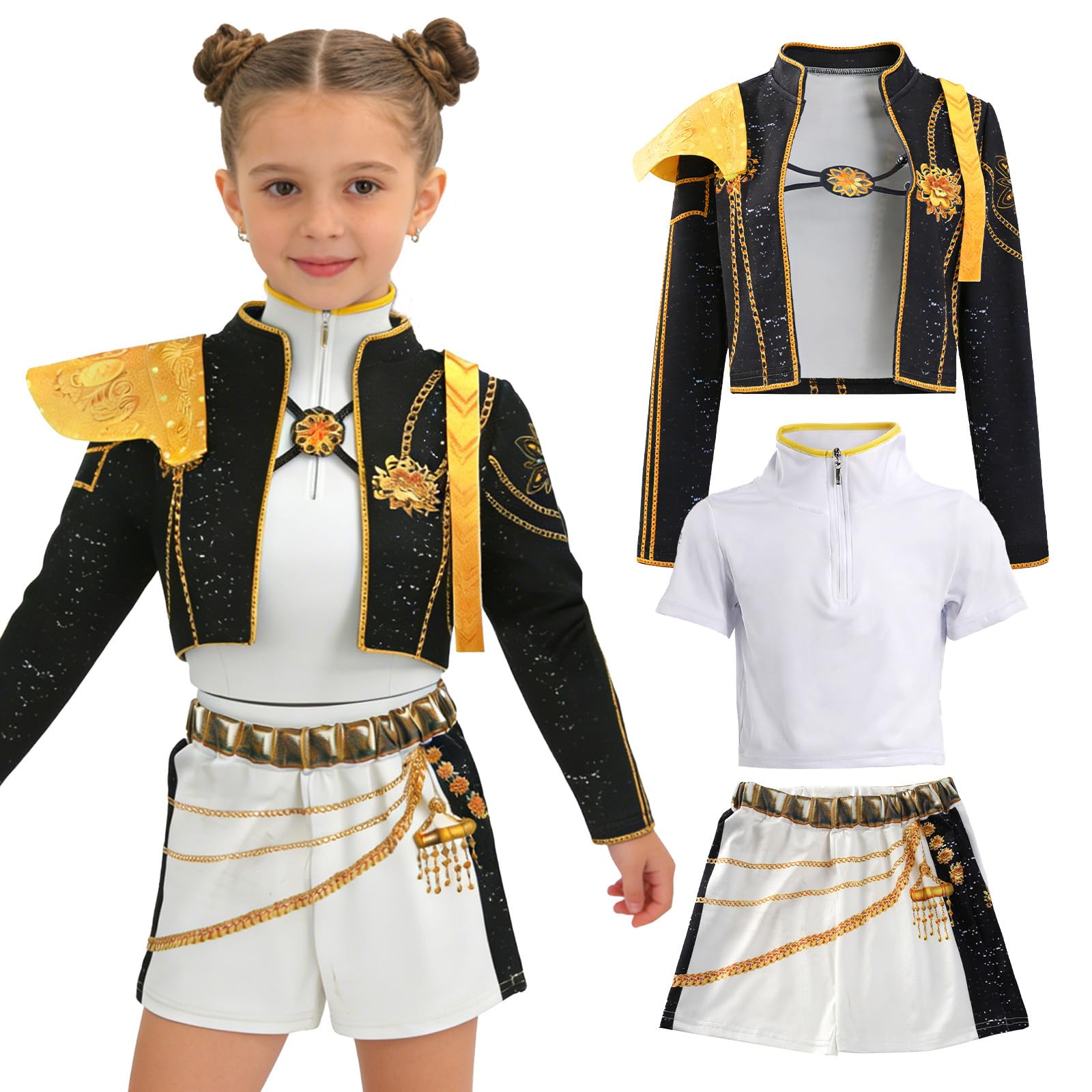 nezafly Anime Cosplay Costume Black Girls Uniform Outfits Set with Jacket Vest and Shorts Halloween Carnival Fancy Dress Cosplay Costumes For Kids