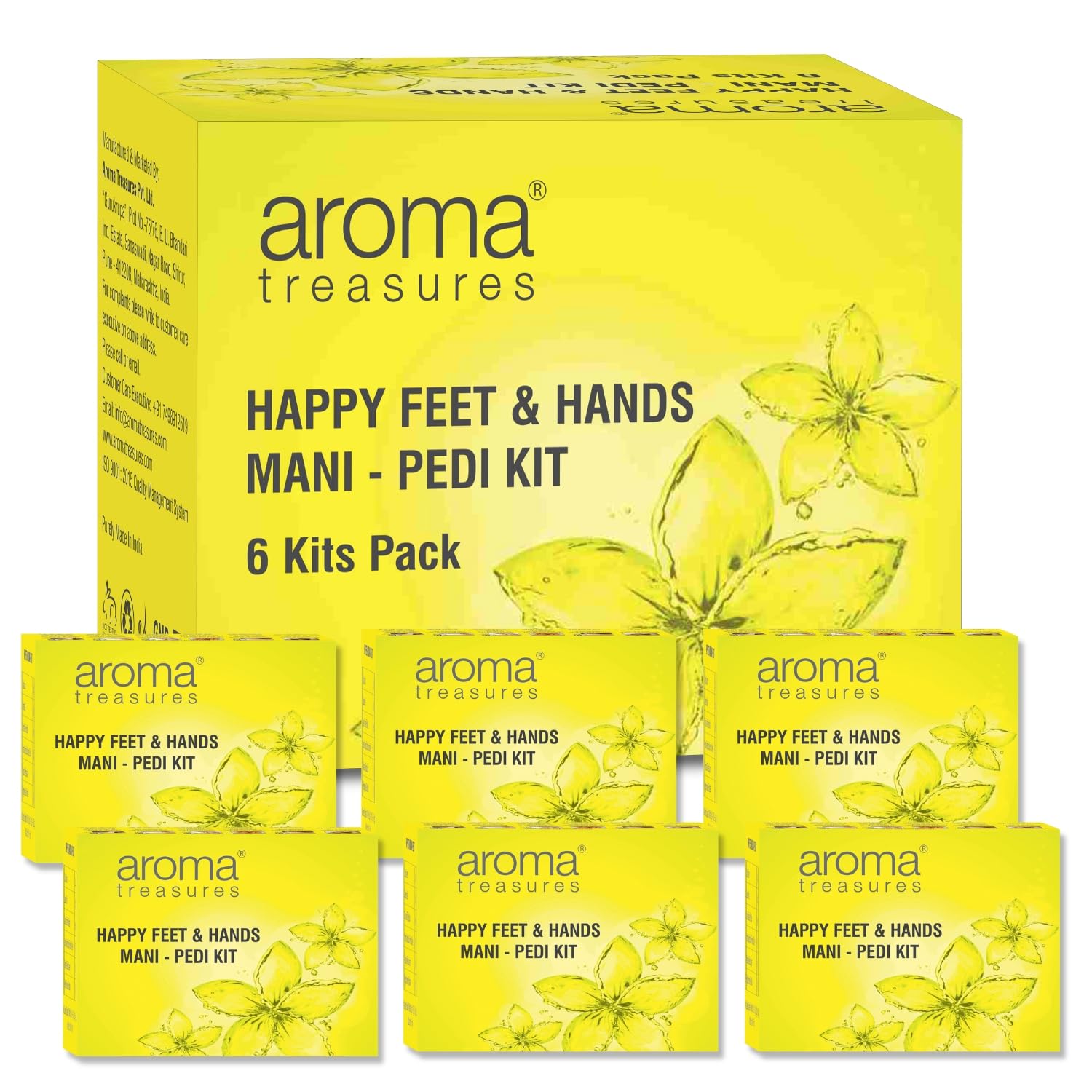 Aroma Treasures Happy Feet and Hands Manicure pedicure kit contains Cuticle cream, Footh wash, Lavender salt, Scrub, Foot mask ( One time use kit ) PACK OF 6 KITS-image-21