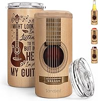 Vista 24 de SANDJEST Vaso de caza estilo madera con bandera americana 4 en 1, vaso termo de 12oz, enfriador de latas, funda protectora, vaso delgado de acero