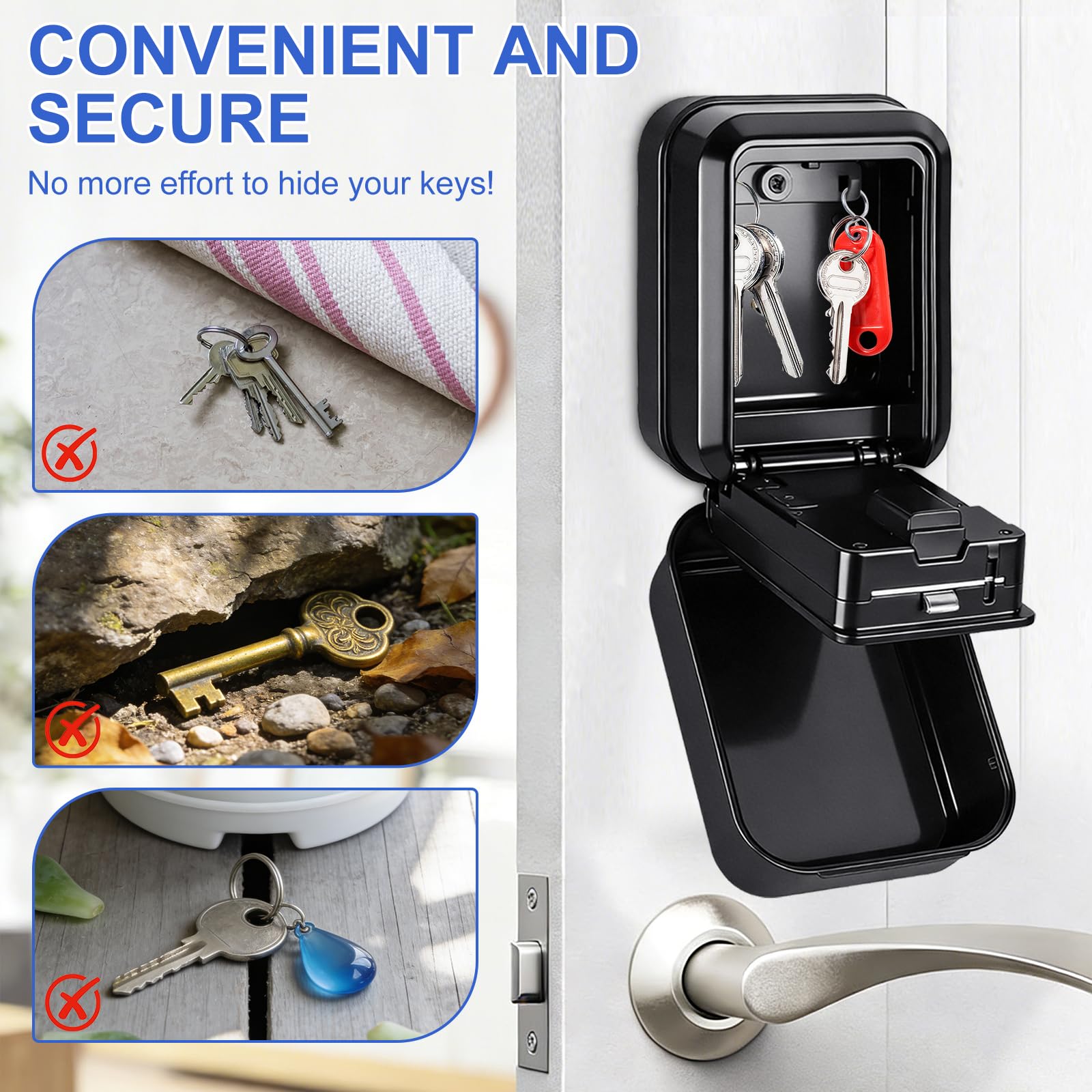 Cajetin Llaves con Codigo,Grande Caja Seguridad Llaves Exterior Impermeable Caja Fuerte Llaves,Smart Lock Box Bluetooth Compatible con Aplicación TTLock y Código Pin para Hogar Garaje Oficina