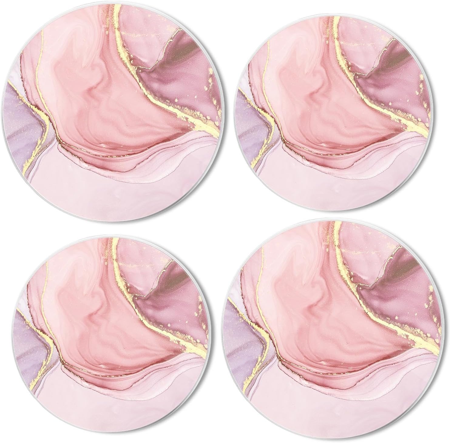 Stove Burner Covers Set of 4,Pink Marble Pattern Art Gas Stove Burner Covers Metal Stove Burner Covers,Electric Stove Burner Covers,Easy to Clean,Kitchen Decor,8 inches and 10 inches