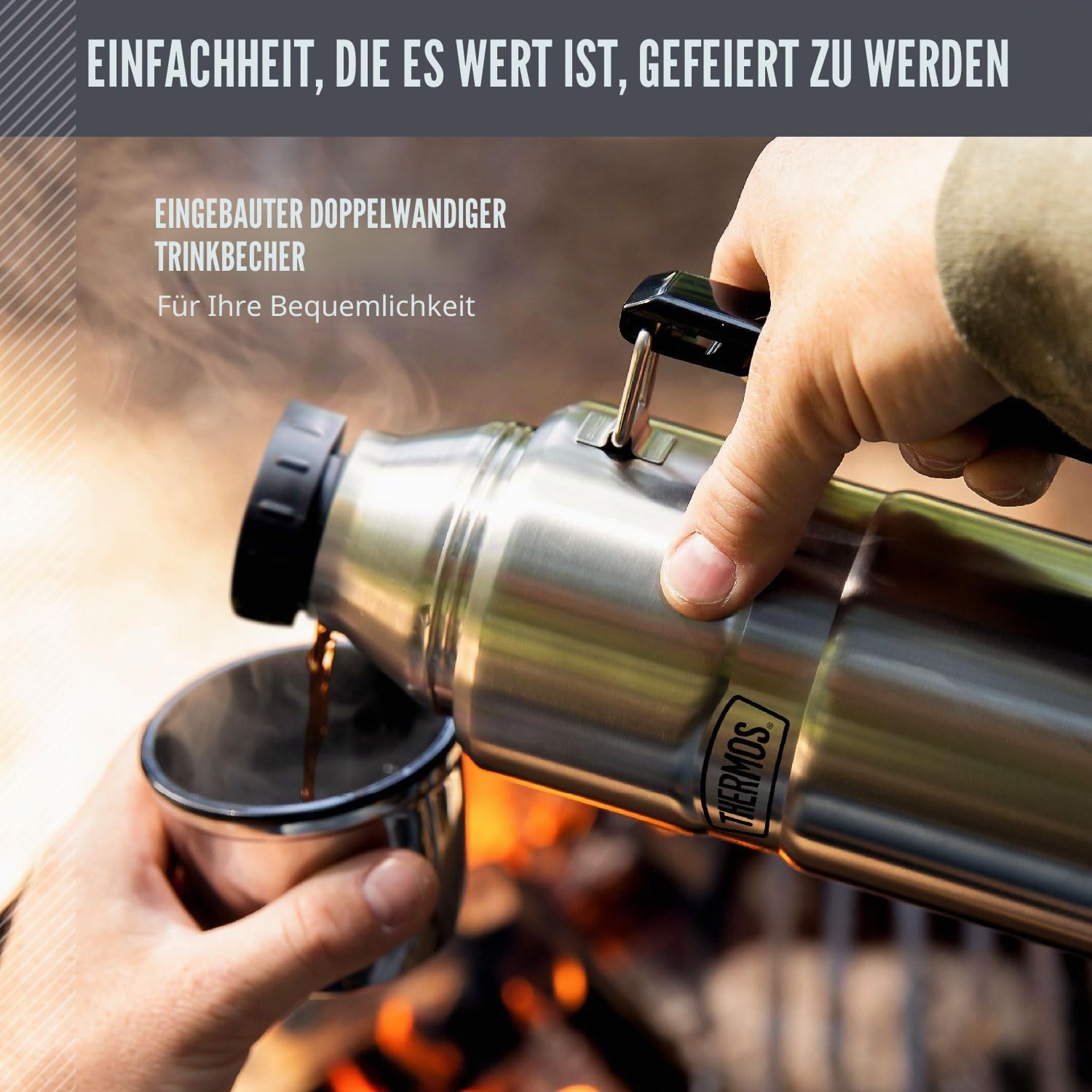 Thermos SK2010 Stainless King, 1,2 l Vakuumisolierte Getränkeflasche, Edelstahl, Midnight Blue