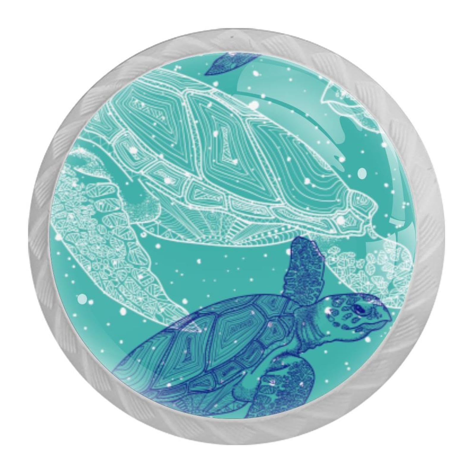 Tqmspg Multi20 4 Pieces Drawer Pulls Sea Turtle Door Knobs Dresser Handles For Kitchen Wardrobe Cupboard Hardware Furniture