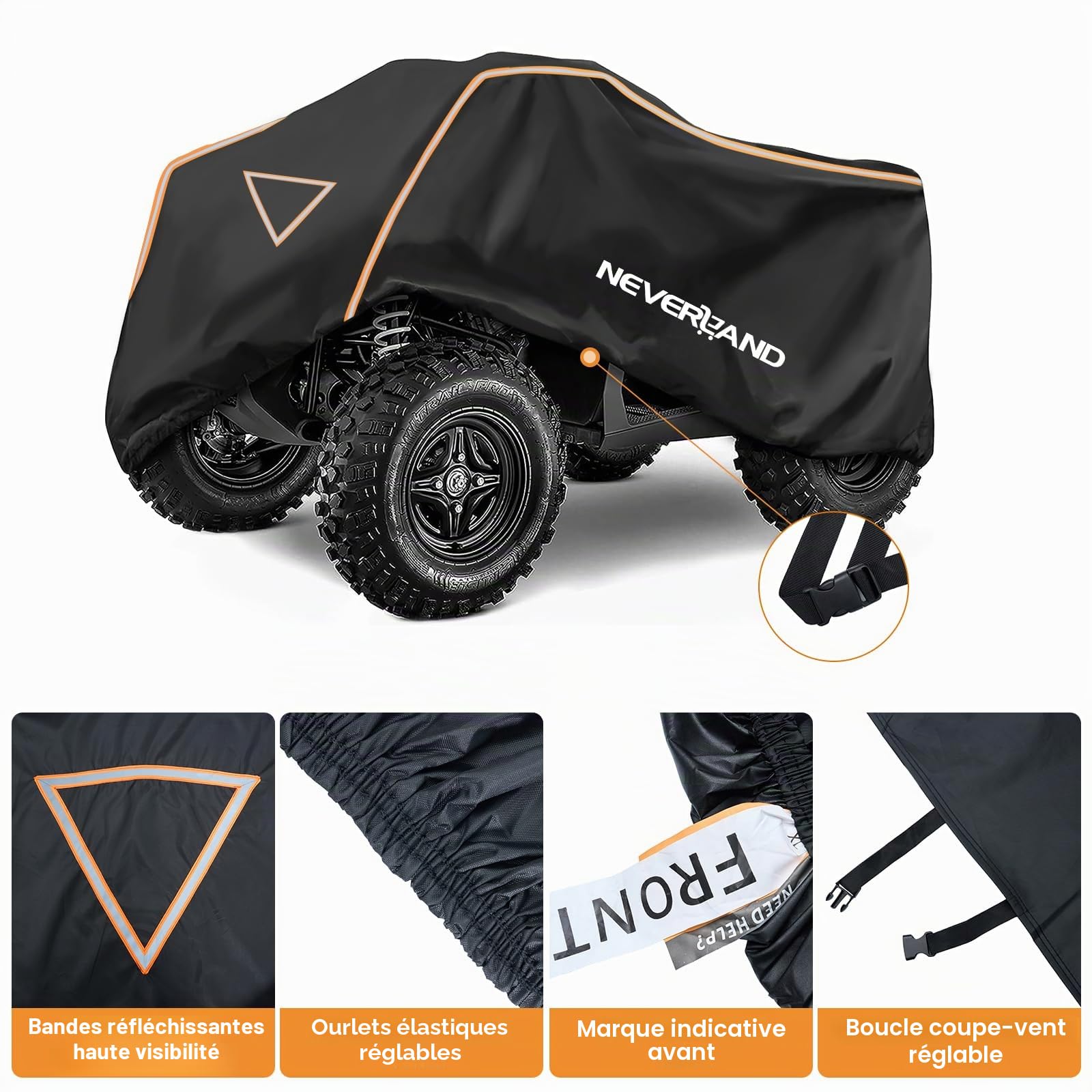 NEVERLAND Bache de Protection pour Quad, 210 x 120 x 115 cm 420D Tissu Oxford Imperméable Utilisable en Intérieur et en Extérieur Bache Quad Coupe-Vent, Anti-grêle, Anti-poussière XL
