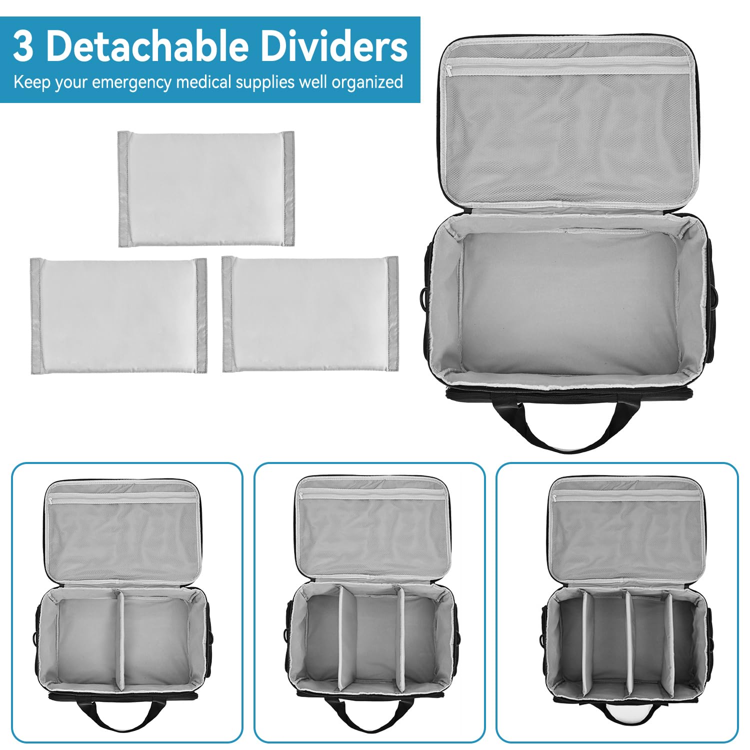 Trousse d'urgence Vide pour infirmière, Grande Sac de Médecine, Portable Sac médical de Voyage, Organisateur de Pilule pour Travail, Voiture, Maison, Bureau, Voyages (Noir)