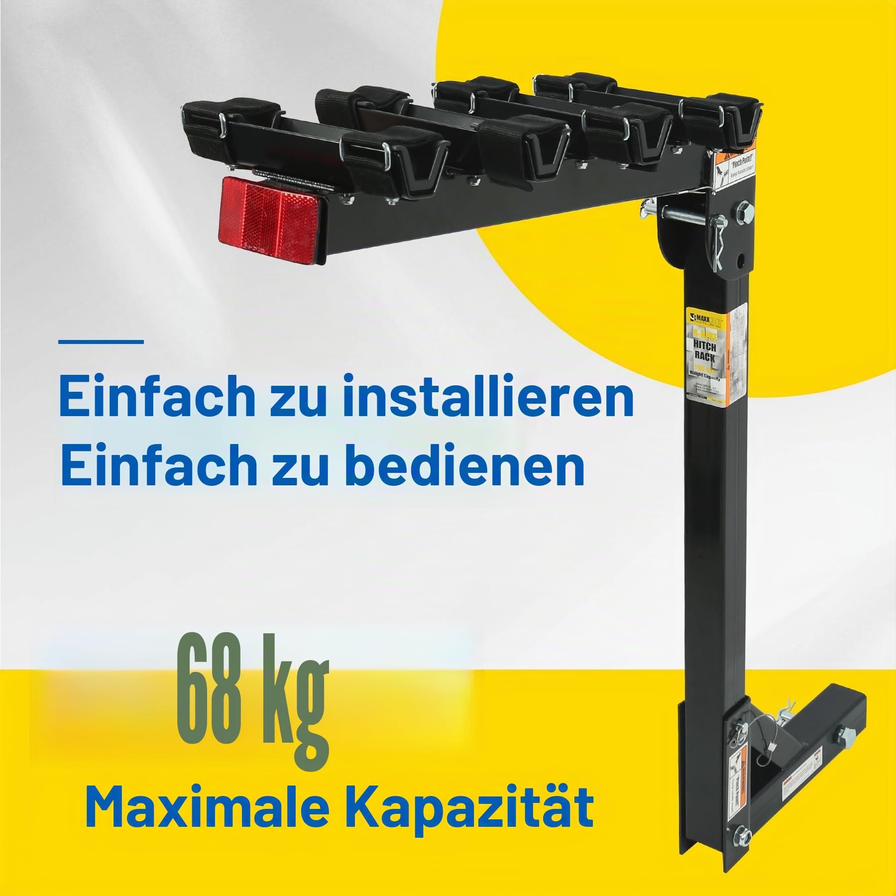 MaxxHaul, Fahrradträger für 4 Fahrräder, schwarz, für PKW, LKW, SUV, Minivans, groß, 70210