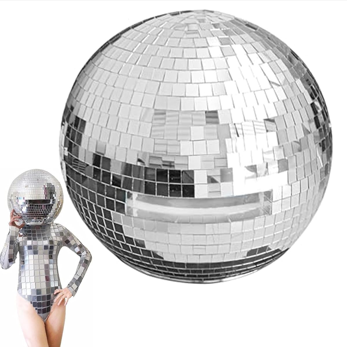 Disco Ball Helmet, Mirror Ball Hat, Sparkling Disco Ball Decoration, Mirror Glass Reflective Ball Helmet Suitable for Nightclubs, Parties, Djs, Stages and Weddings