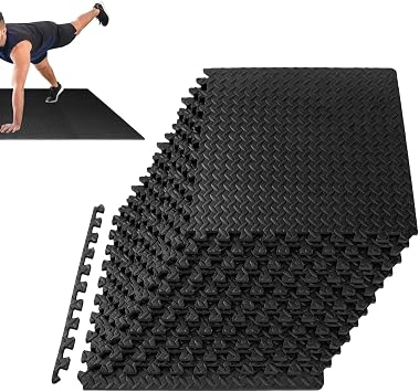 Interlocking Floor Mats | 12 Piece Interlocking Puzzle | Floor Tiles Pad Gym Equipment | For Kids Toddlers Dance Preschool Bedroom Living Room Indoor Garage Playroom Studio Balcony