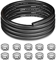 EVILENERGY 5/8" Black EPDM Heater Hose 10FT Coolant Radiator Hose w/10 Clamps SAE 20R3 100PSI