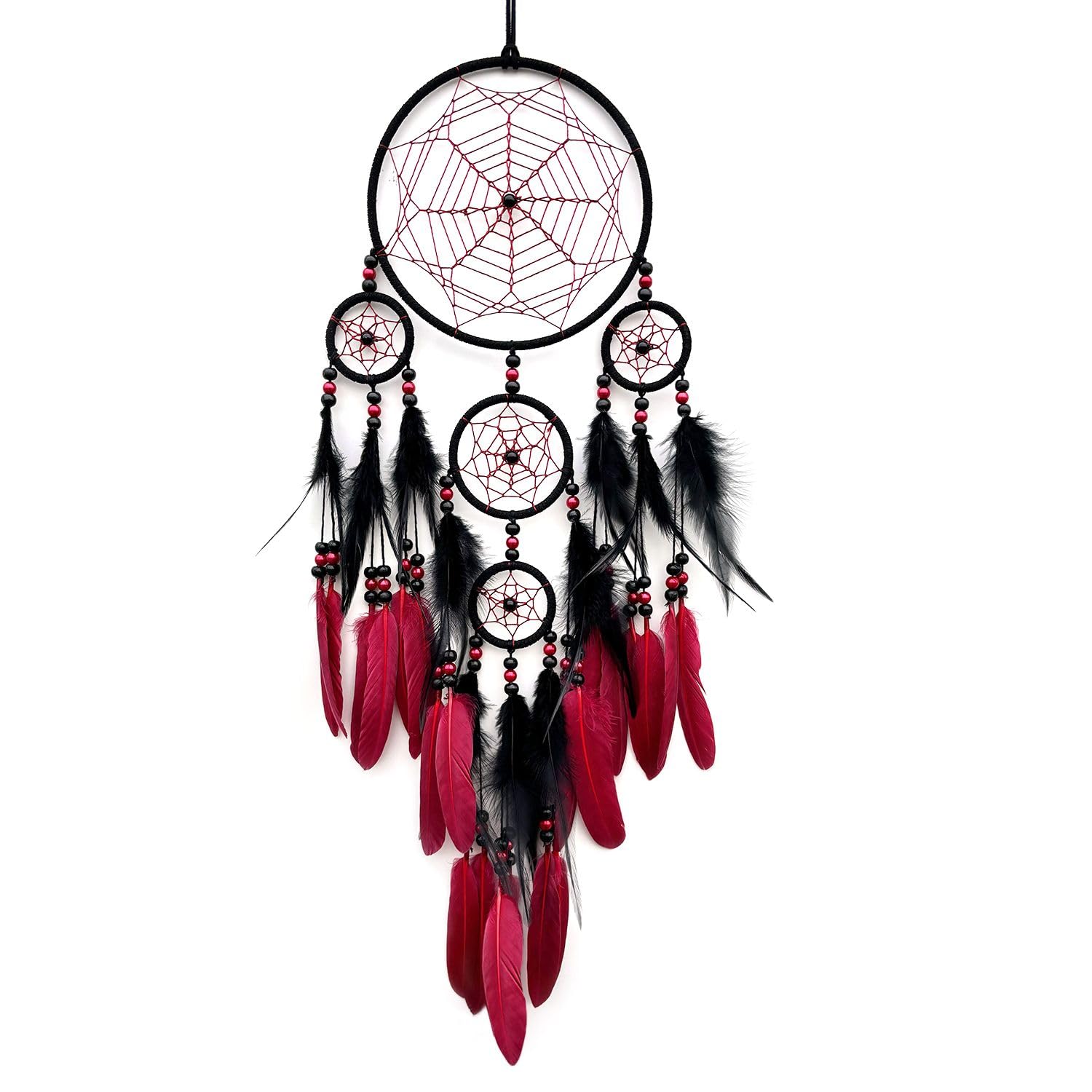 Donko Red and Black Large Feather Dream Catcher