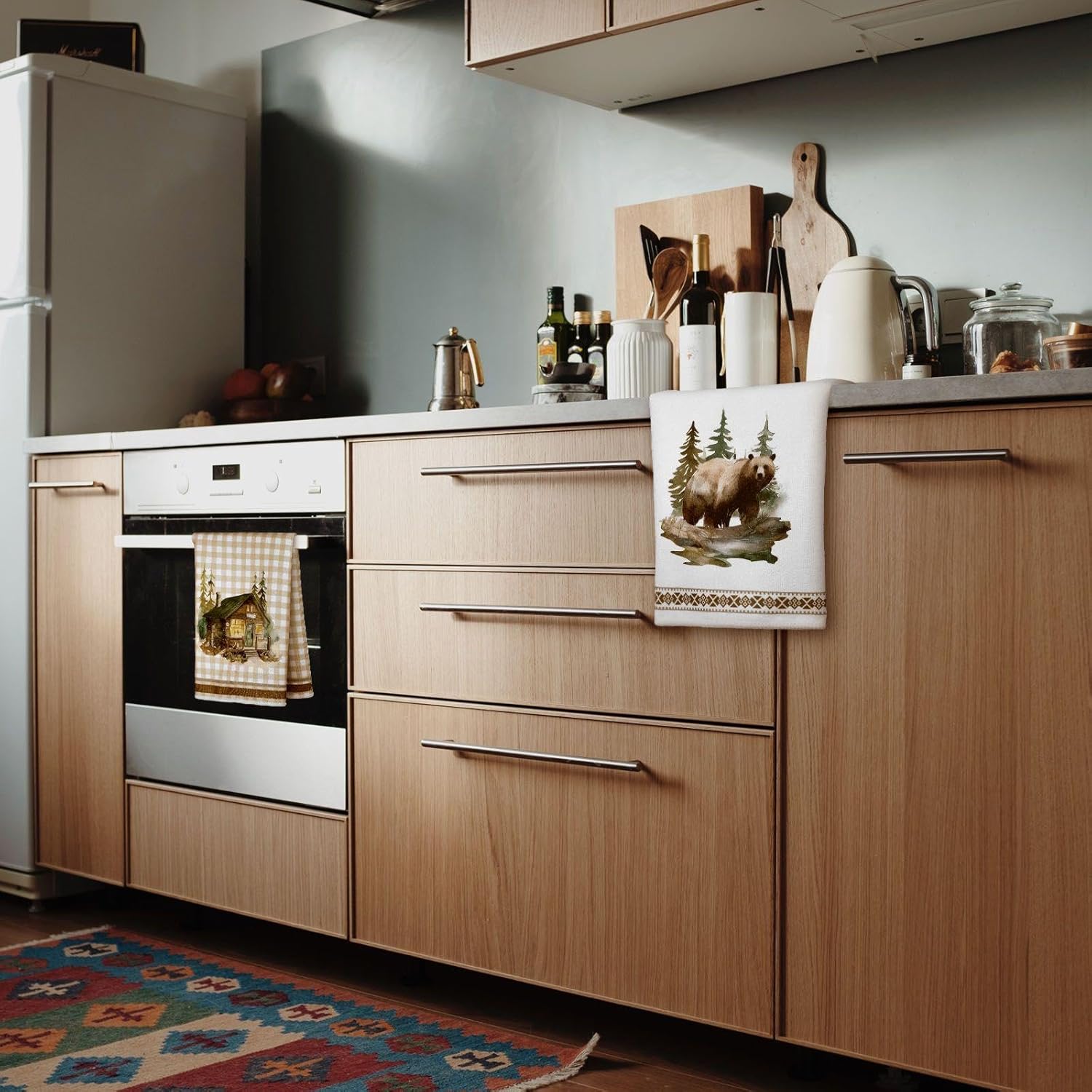 Bencailor 6 Pcs Decorative Kitchen Hand Towels Set Farmhouse Vintage Kitchen Dish Towels for Cabin Home Bathroom(Classic Color,Animal Style) - Image 6